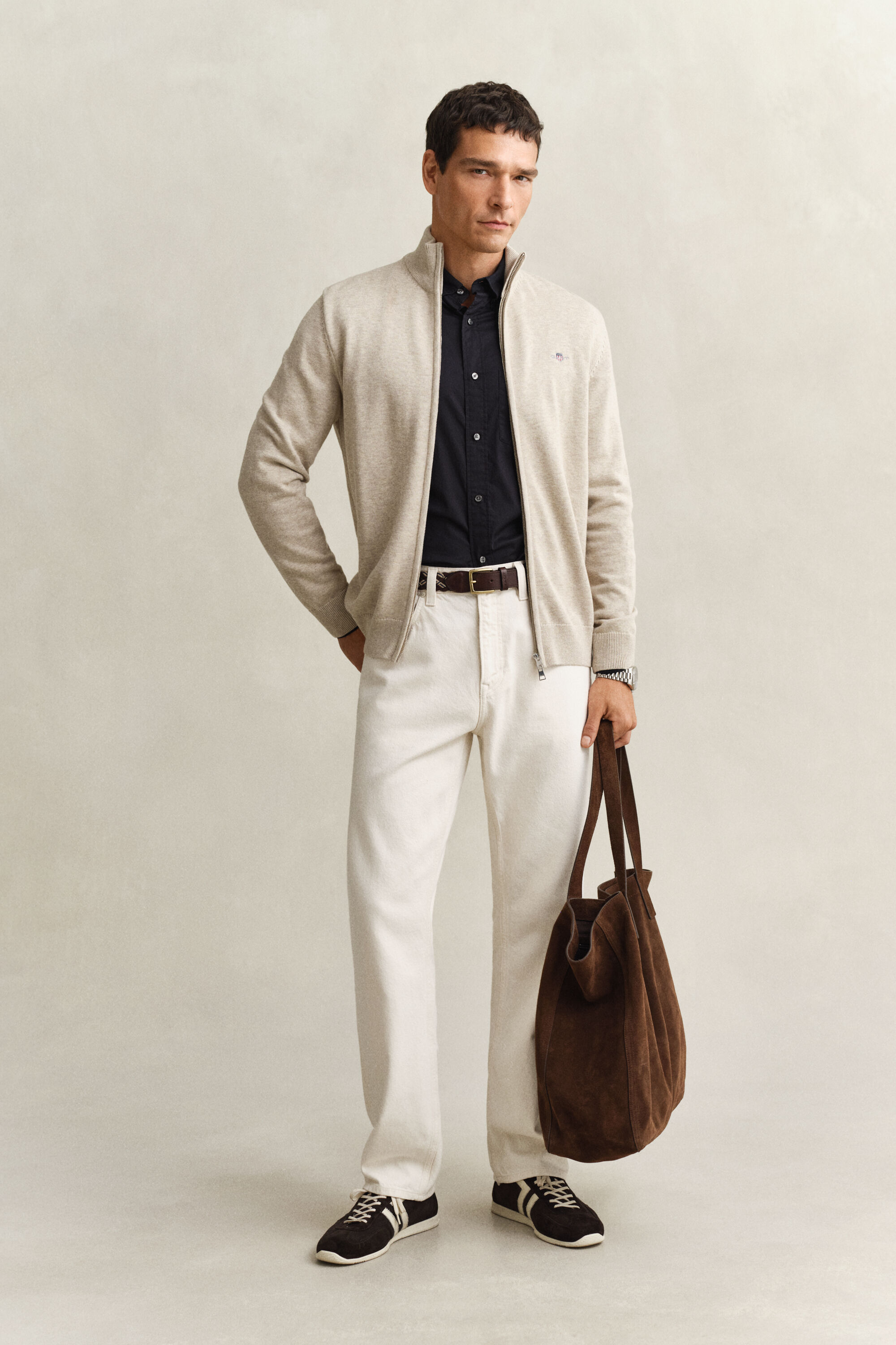 Casual Cotton Strickjacke mit Reißverschluss