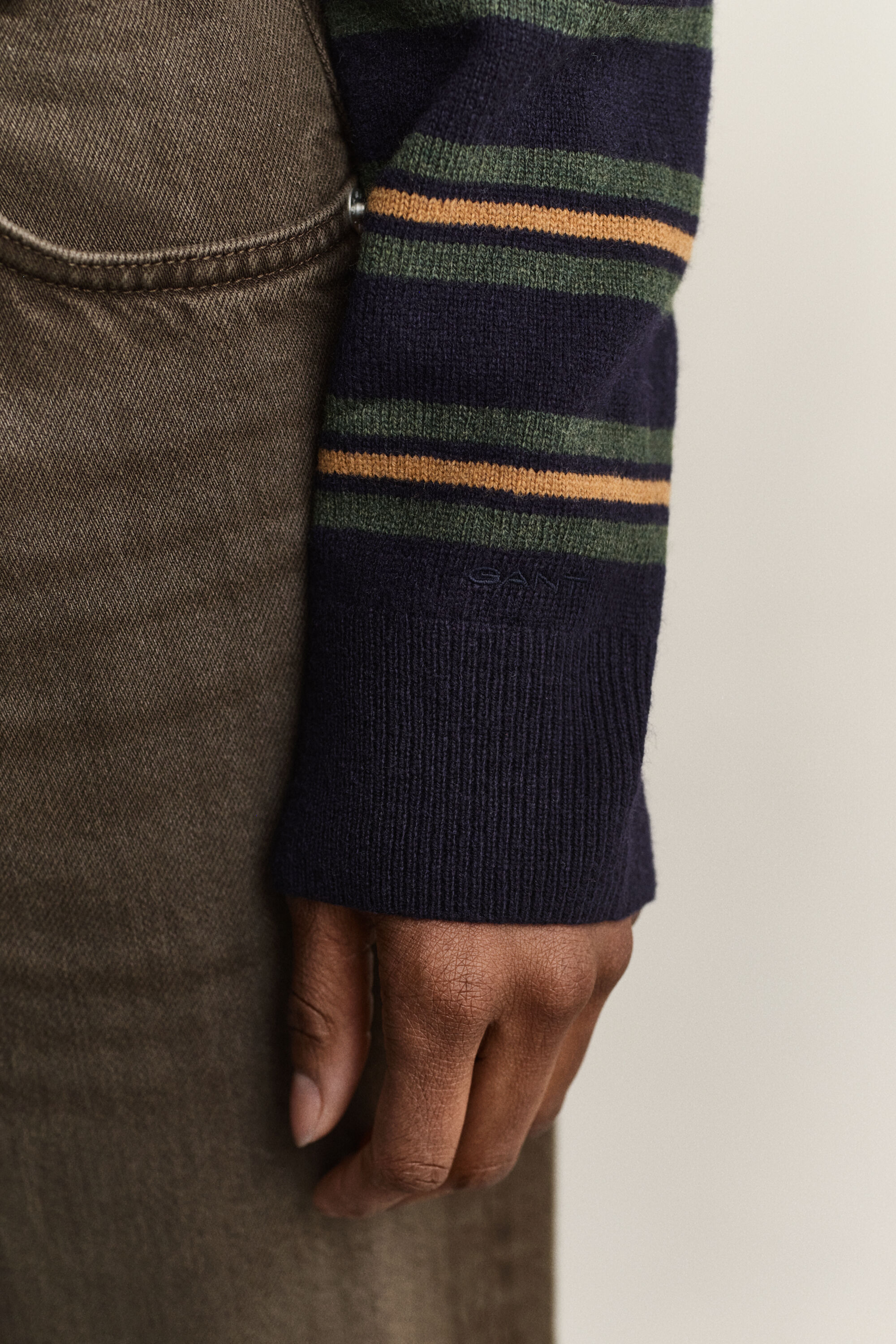 Gestreifter Rugger aus ultrafeiner Lambswool