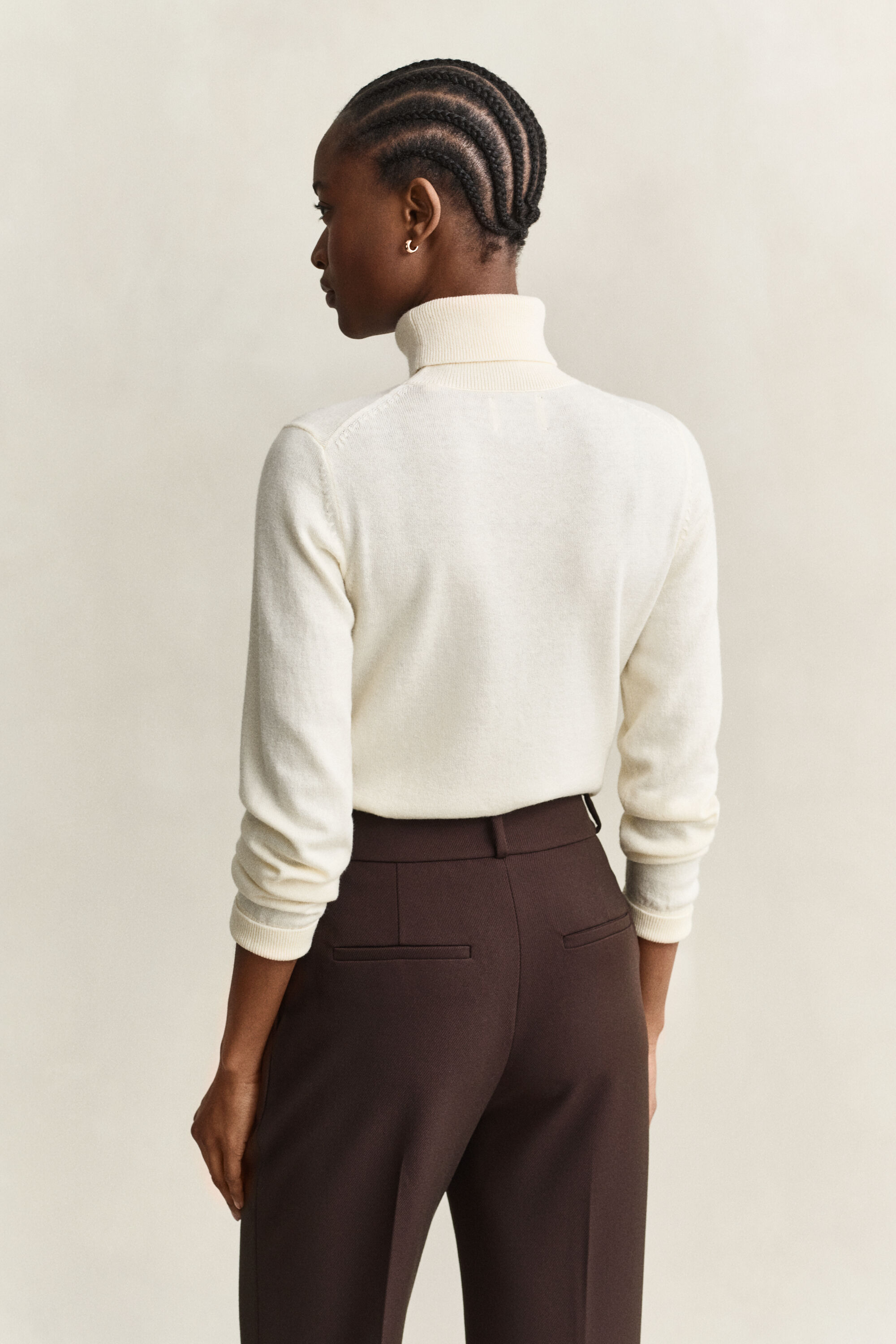Rollkragenpullover aus Wolle und Biobaumwolle