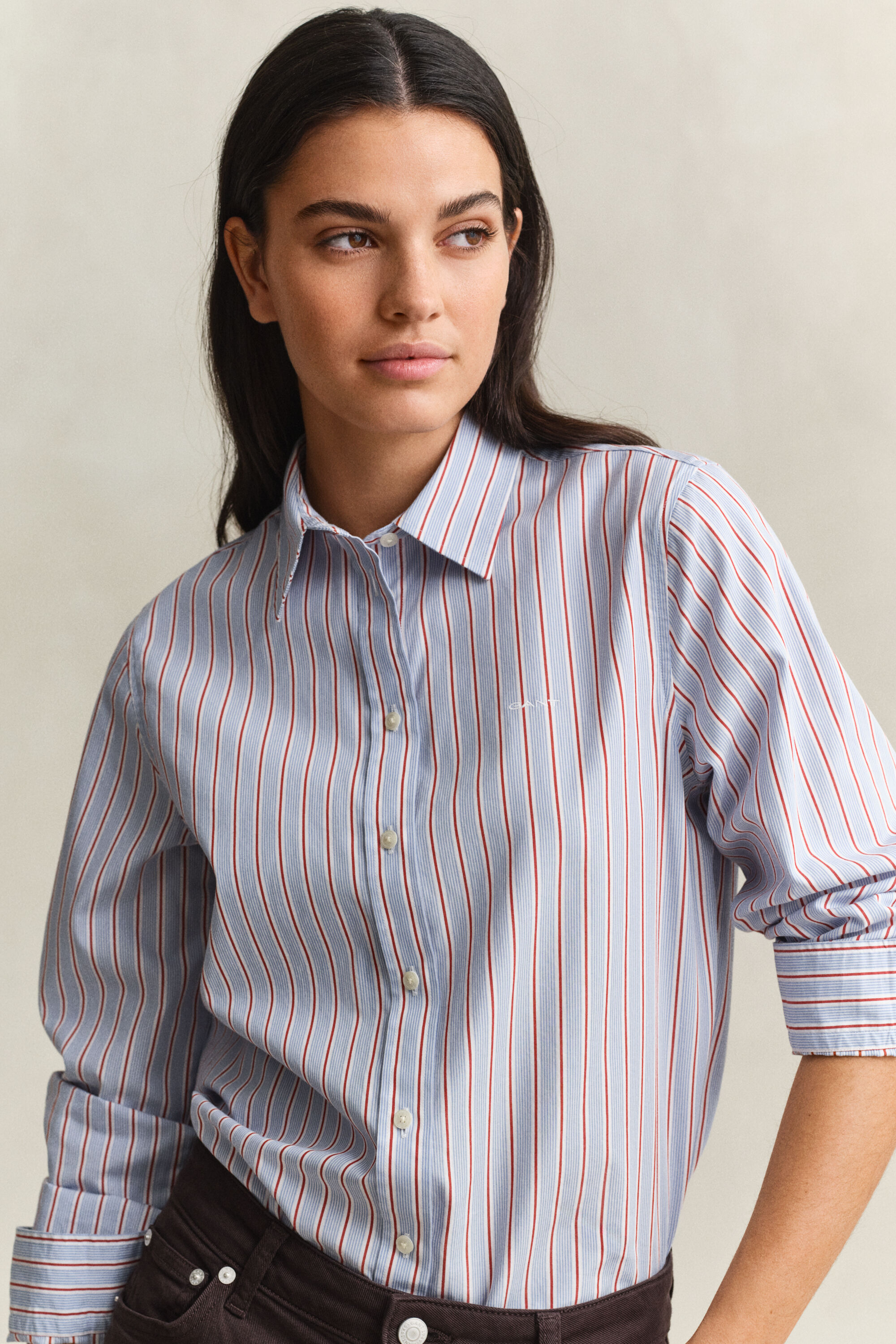 Regular Fit Classic Popeline-Bluse mit Streifen