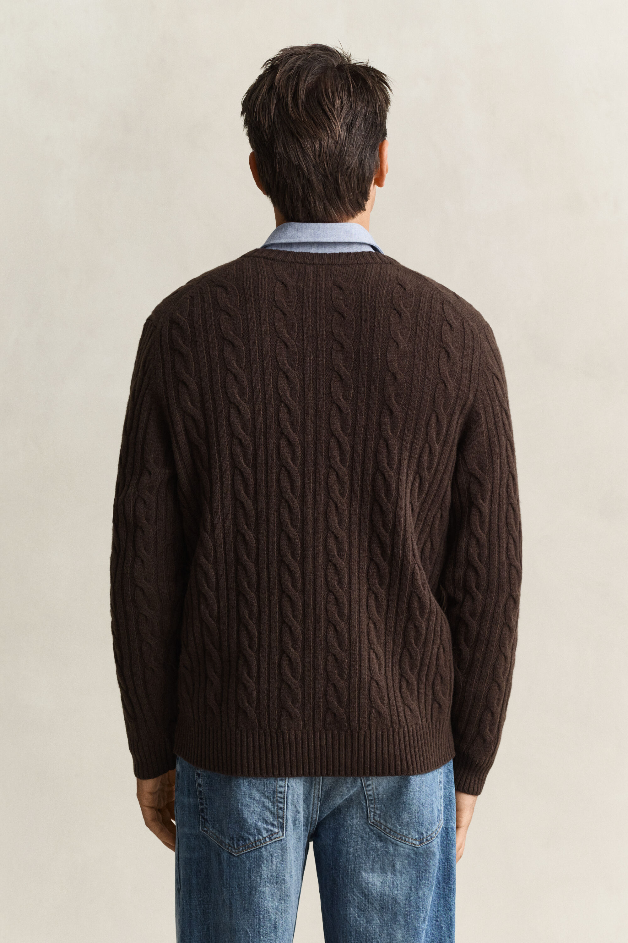 Lambswool Zopfstrick Rundhalspullover