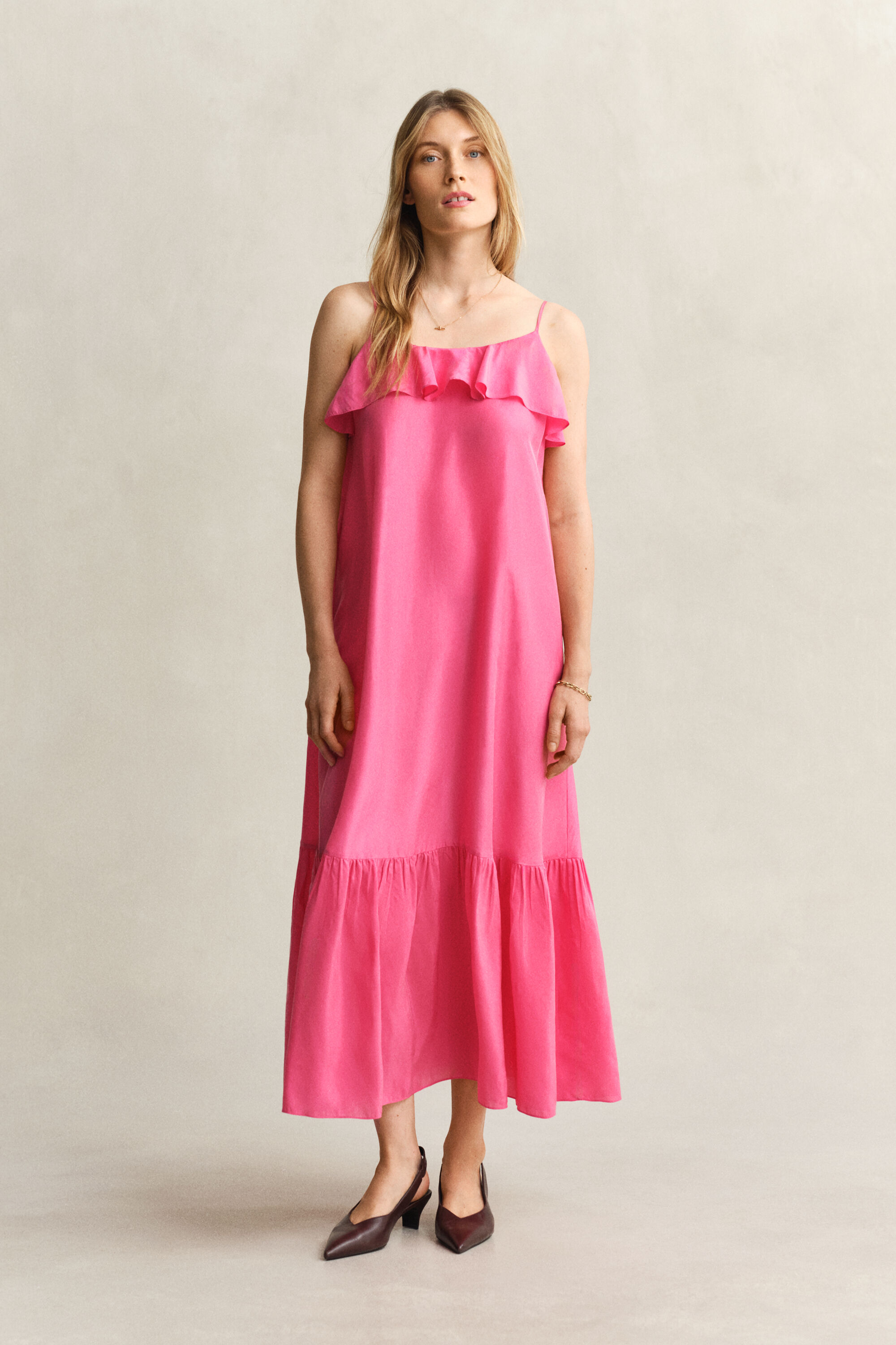 Midi-Trägerkleid aus Seide