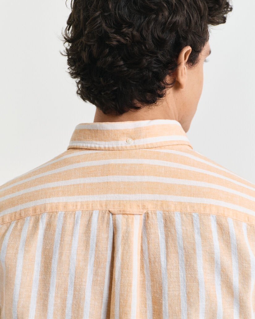 Regular Fit Hemd mit Streifen aus Baumwolle und Leinen