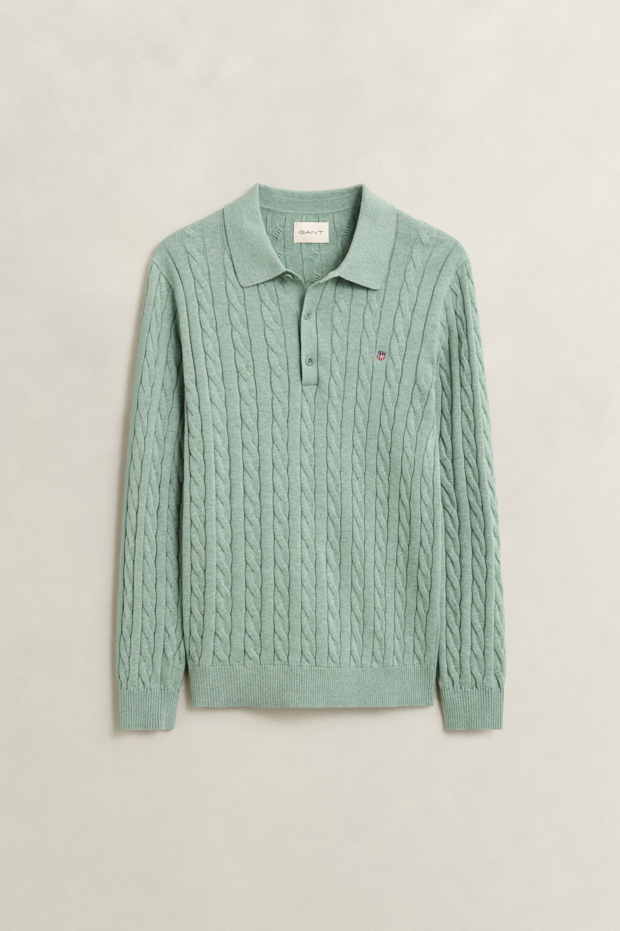 Zopfstrick Polopullover aus Baumwolle