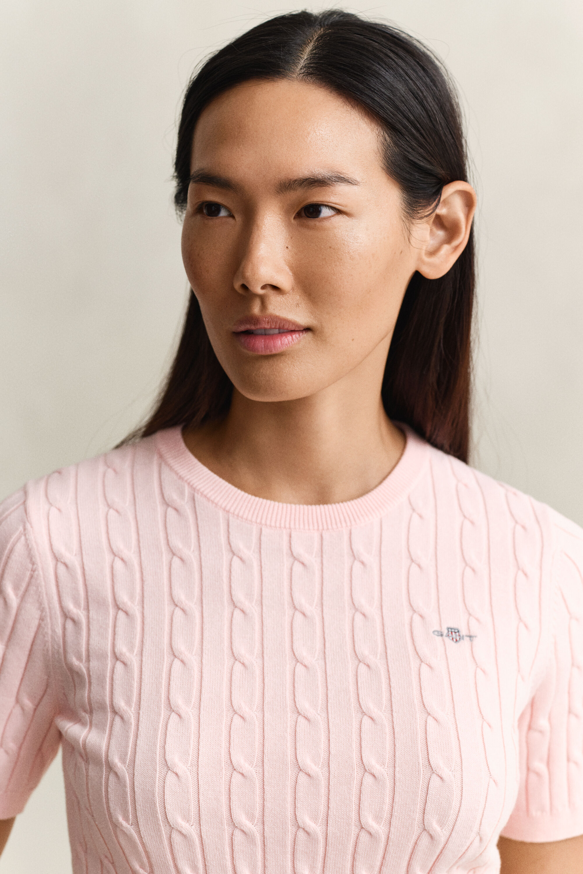 Zopfstrick Kurzarmpullover