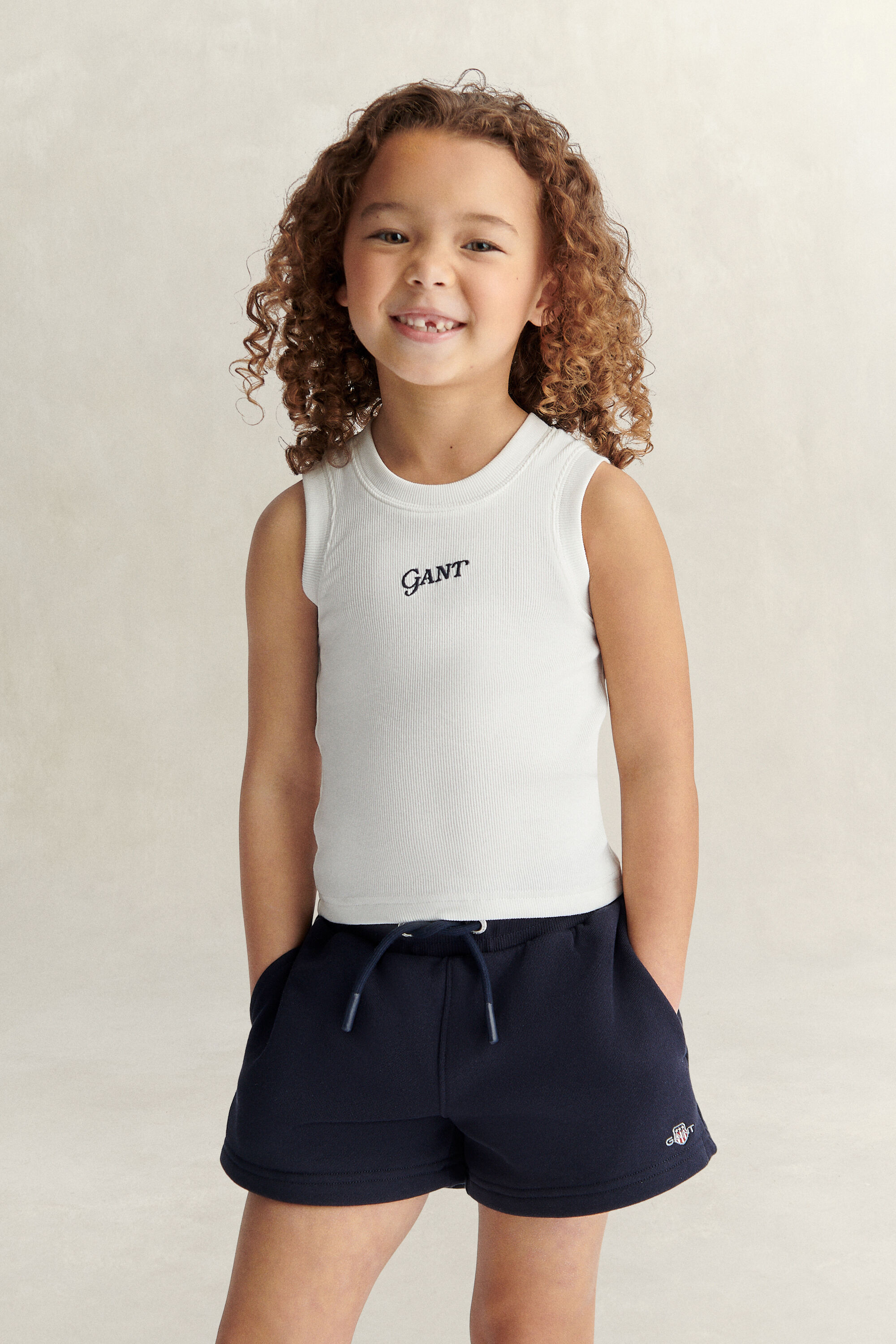 Girls Geripptes Logo Tanktop