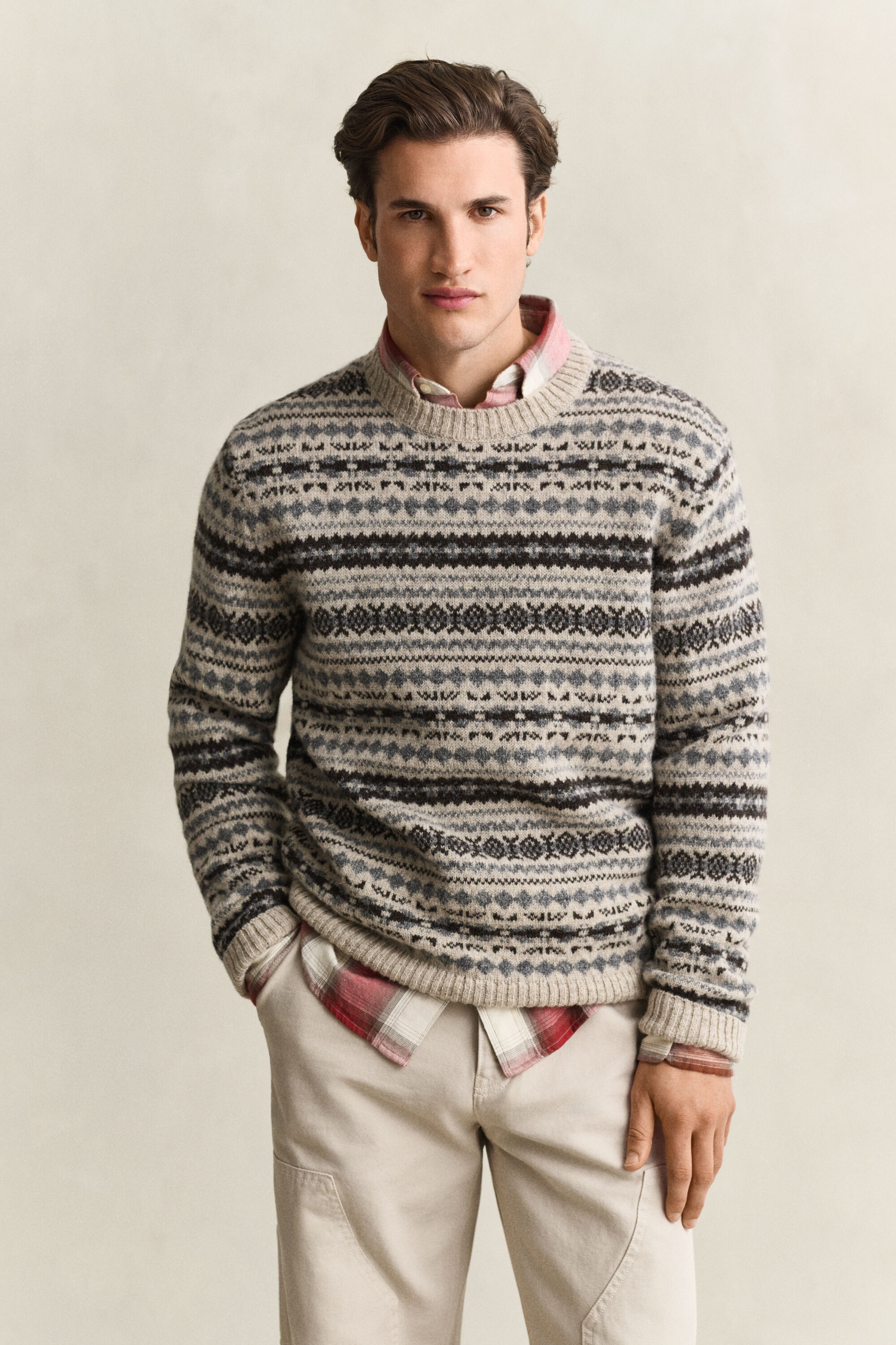 Jacquard-Pullover aus gekämmter Wolle