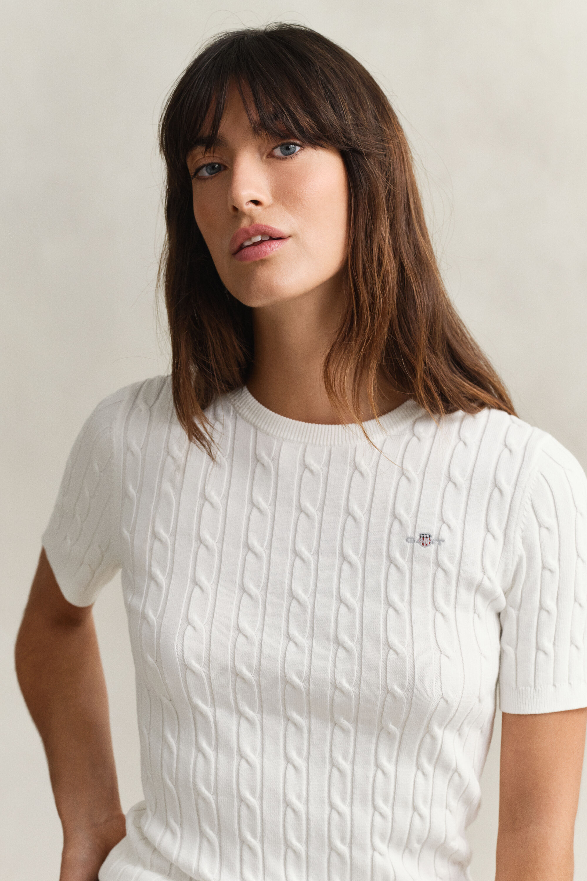 Zopfstrick Kurzarmpullover