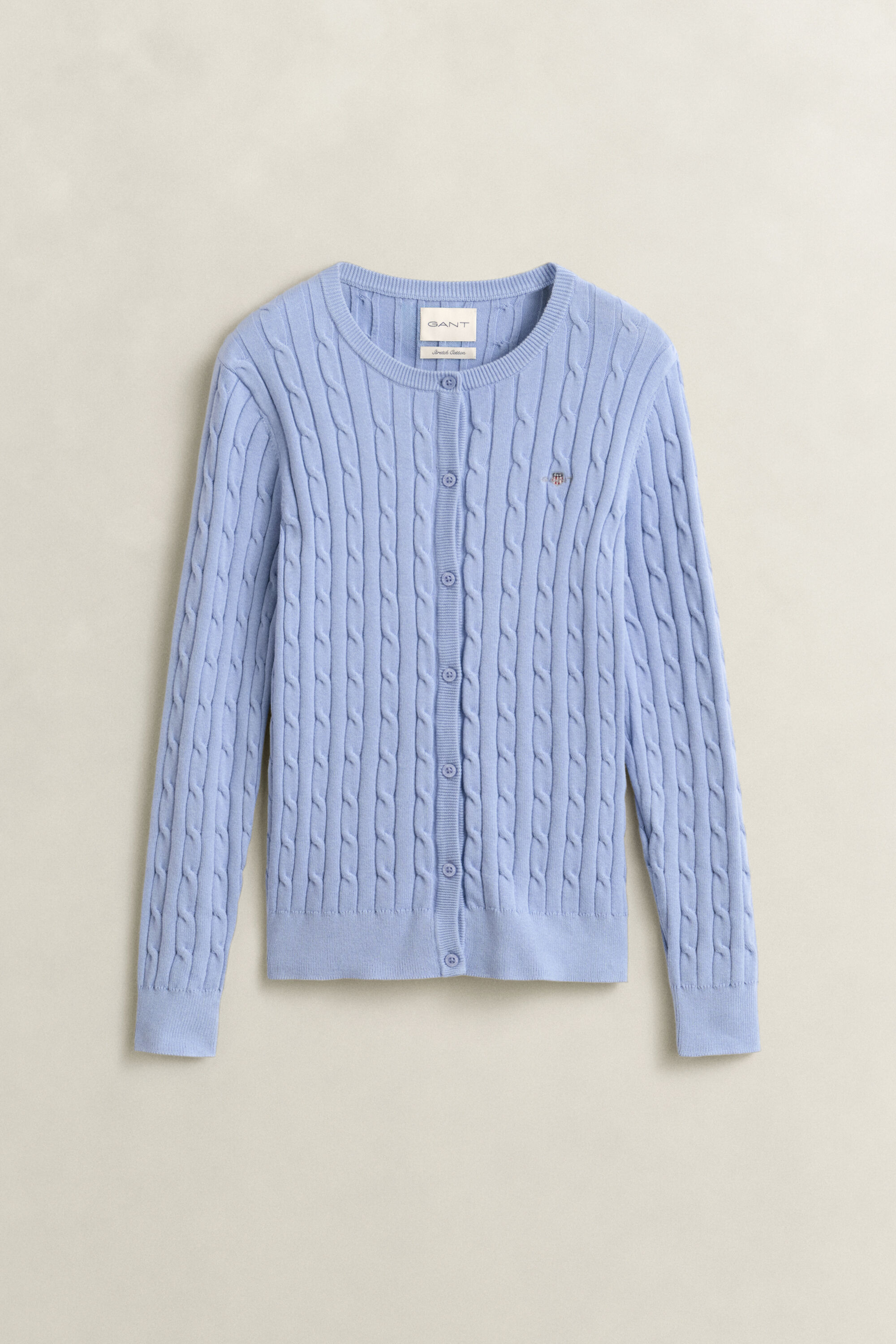 Strickjacke aus Stretch-Baumwolle mit Zopfmuster