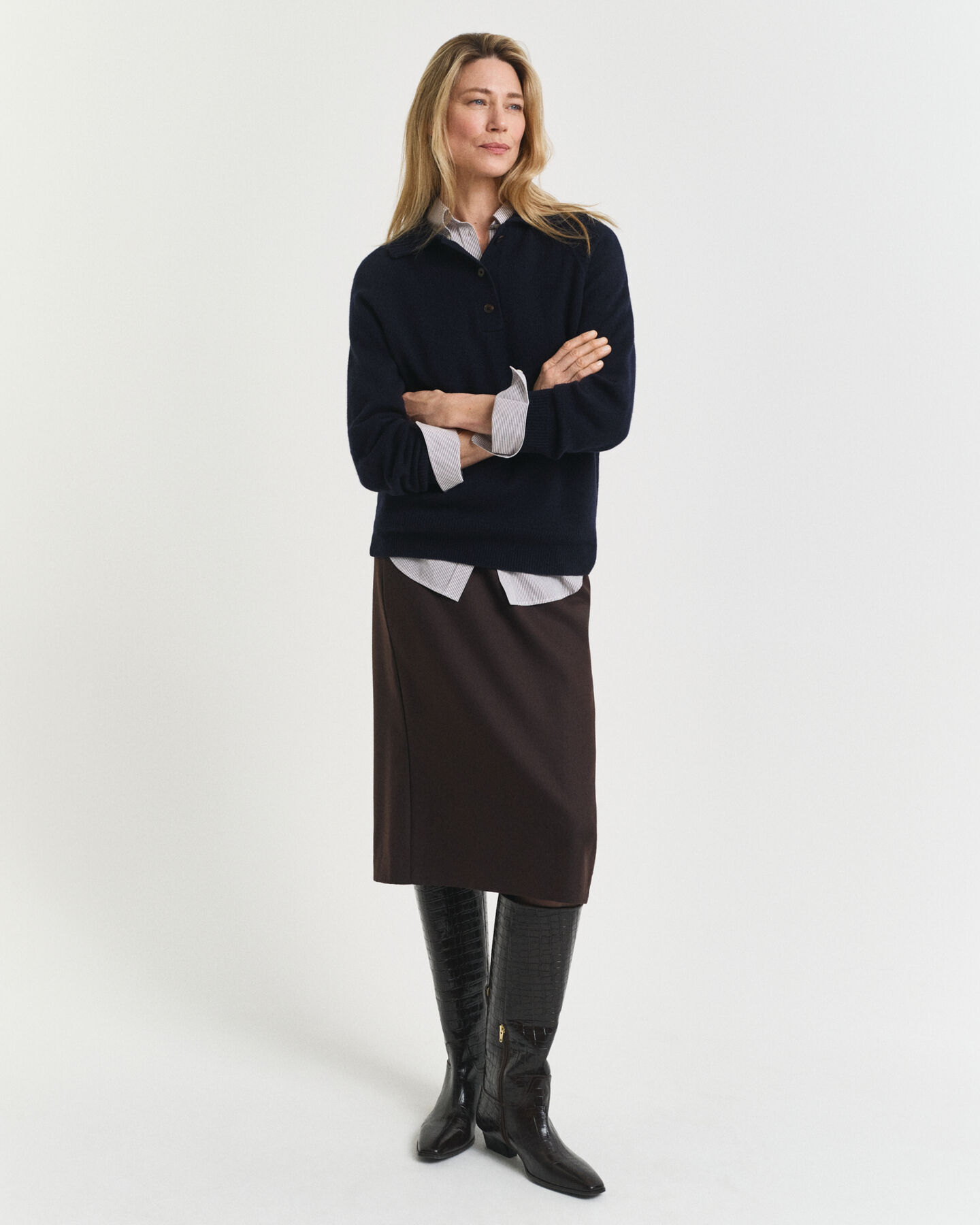 Bleistiftrock aus Wollmix in Midil&auml;nge