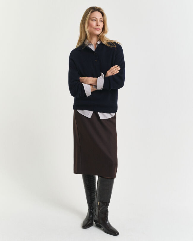 Bleistiftrock aus Wollmix in Midil&auml;nge