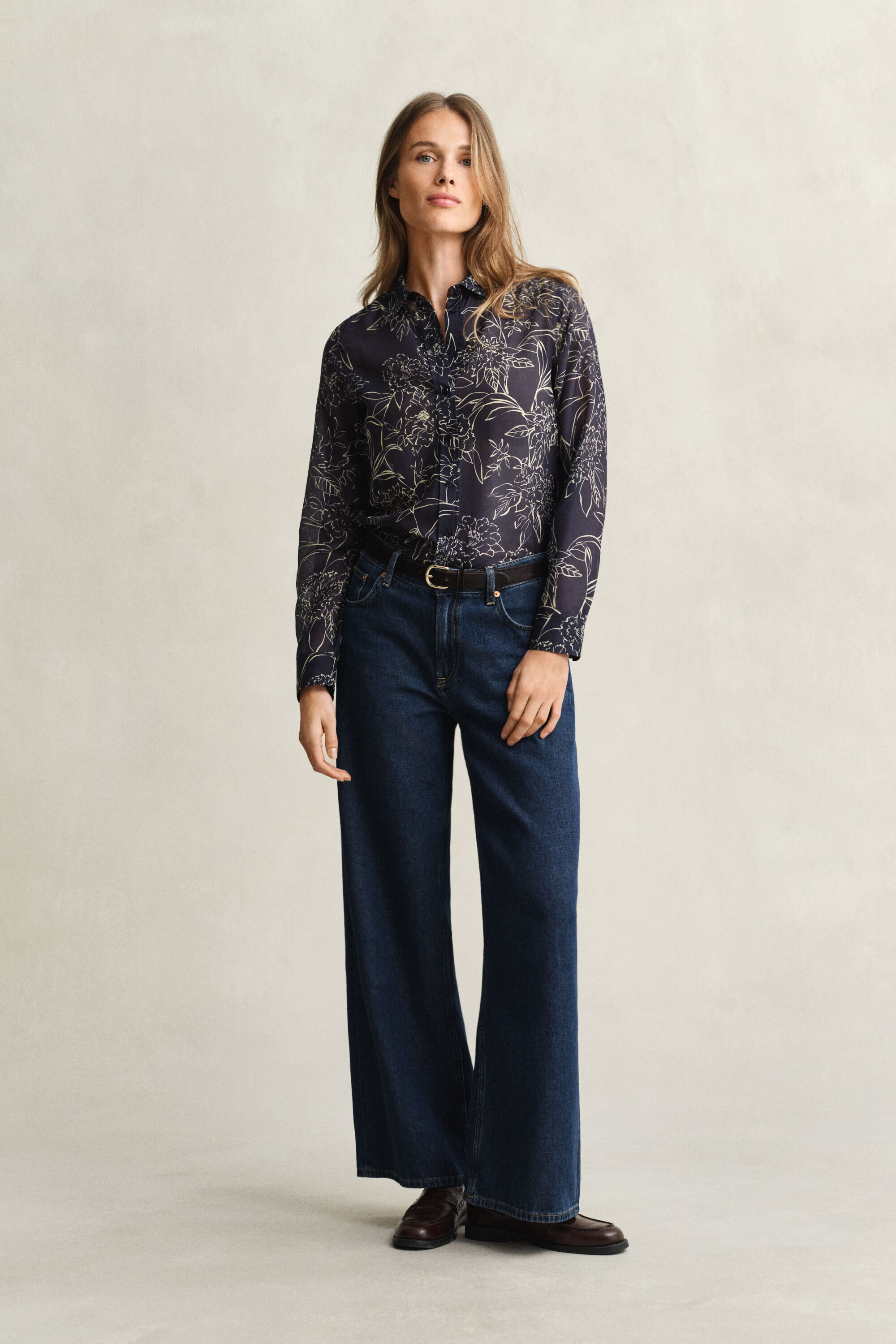 Regular Fit Bluse aus Baumwolle und Seide mit Blumen-Print