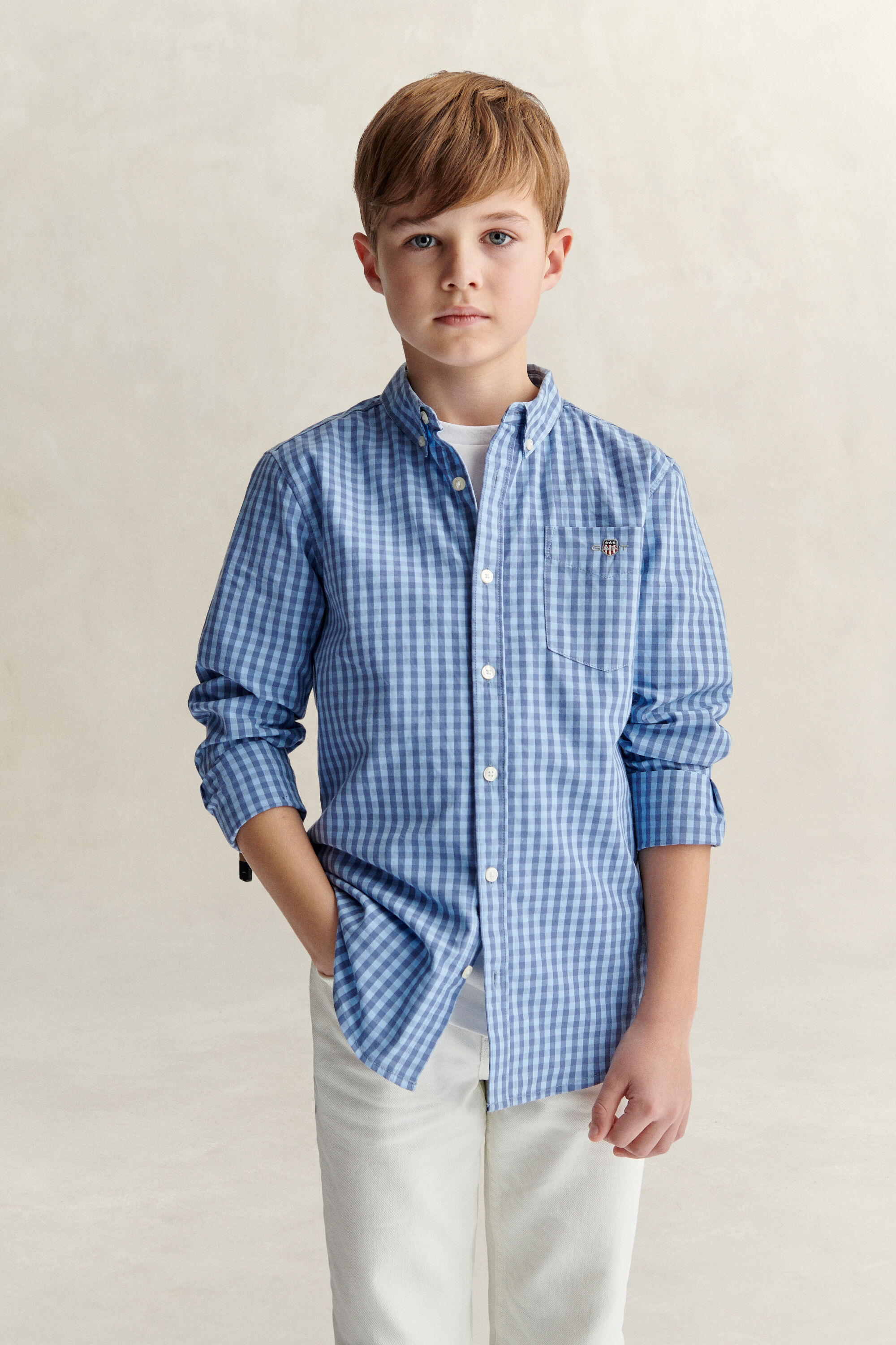 Teen Boys Gingham Popeline-Hemd