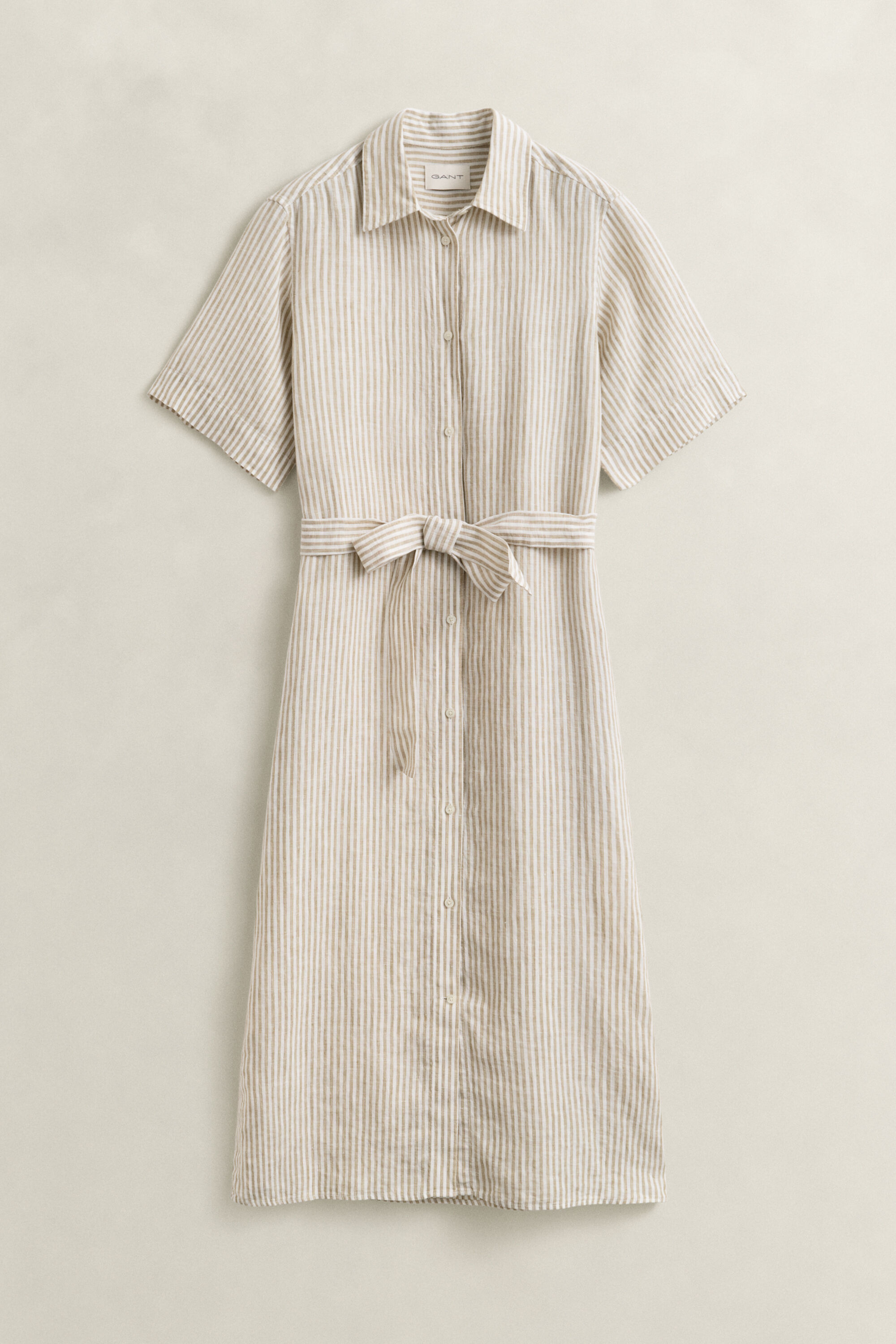 Gestreiftes Hemdblusenkleid aus Leinen