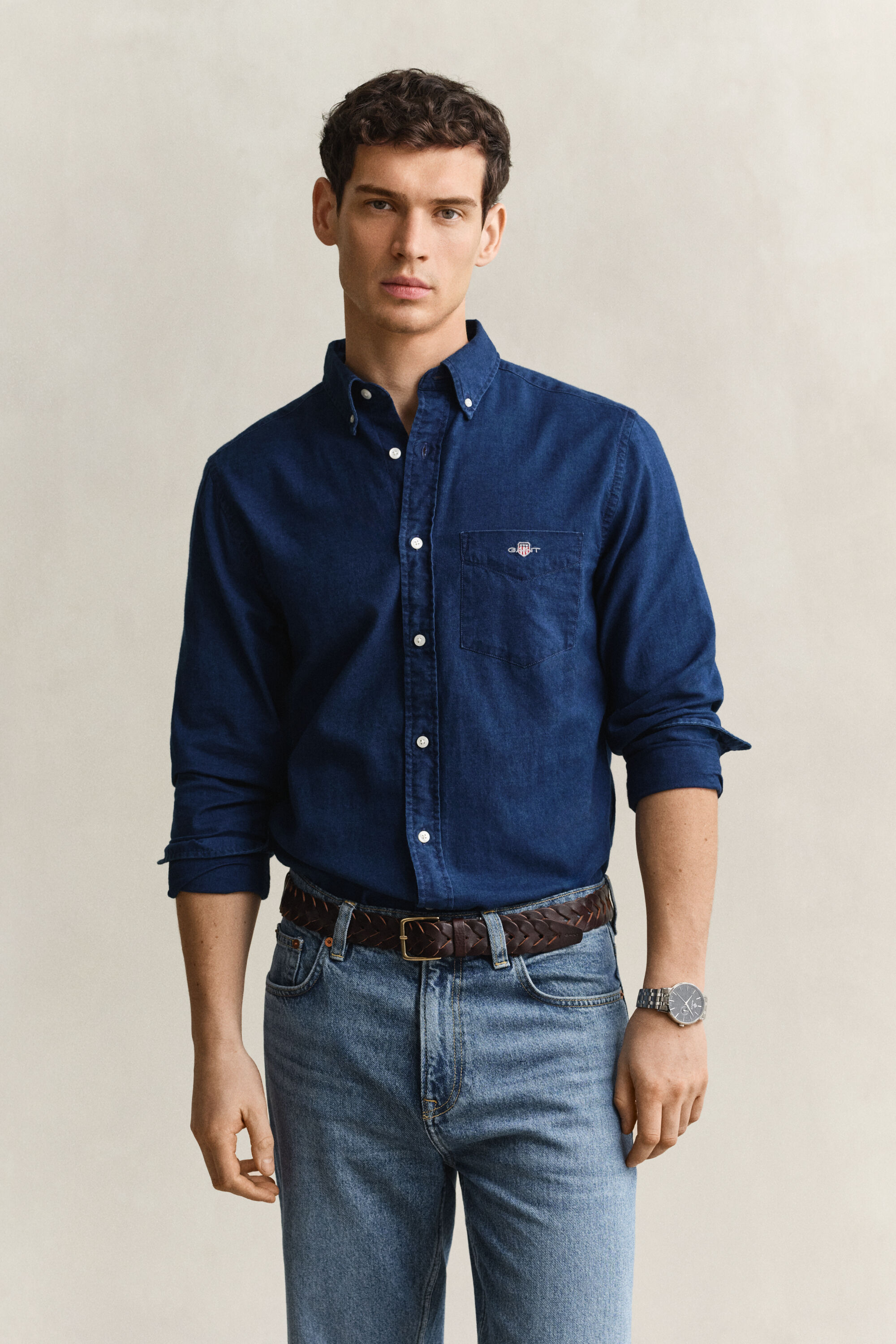 Indigo Oxford-Hemd