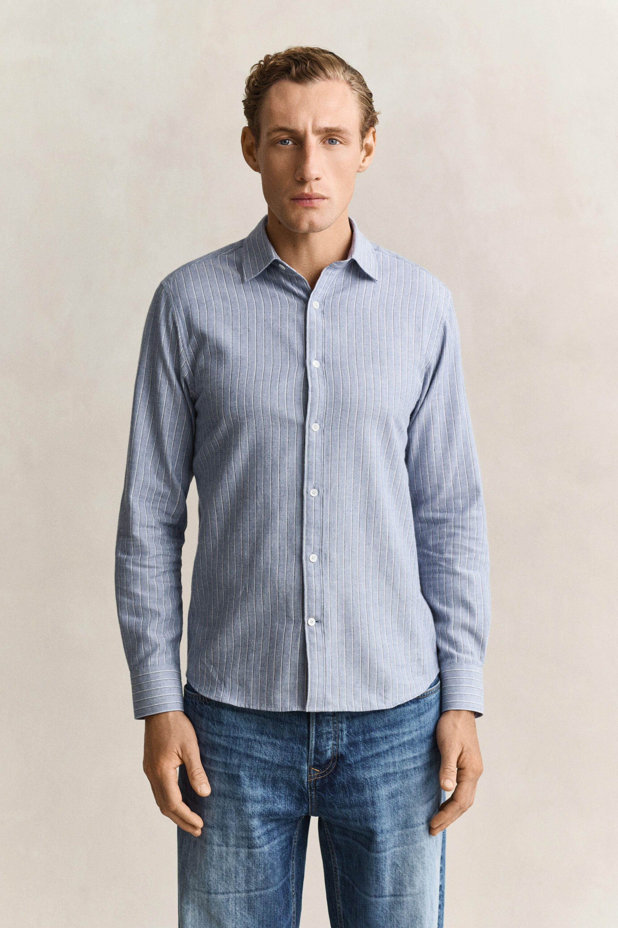 Gestreiftes Flanellhemd aus Melange-Garn