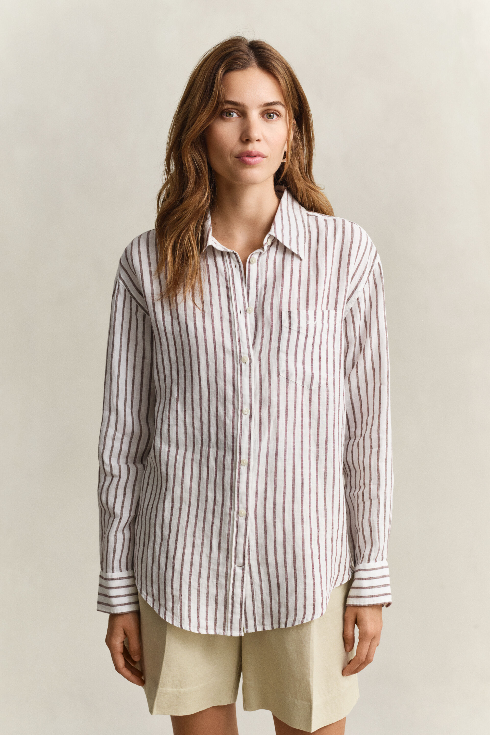 Relaxed Fit Leinen Bluse mit Streifen