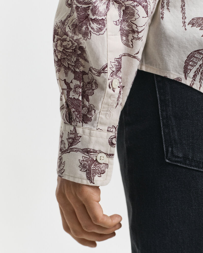 Regular Fit Bluse aus Baumwoll-Voile mit Baum-Print