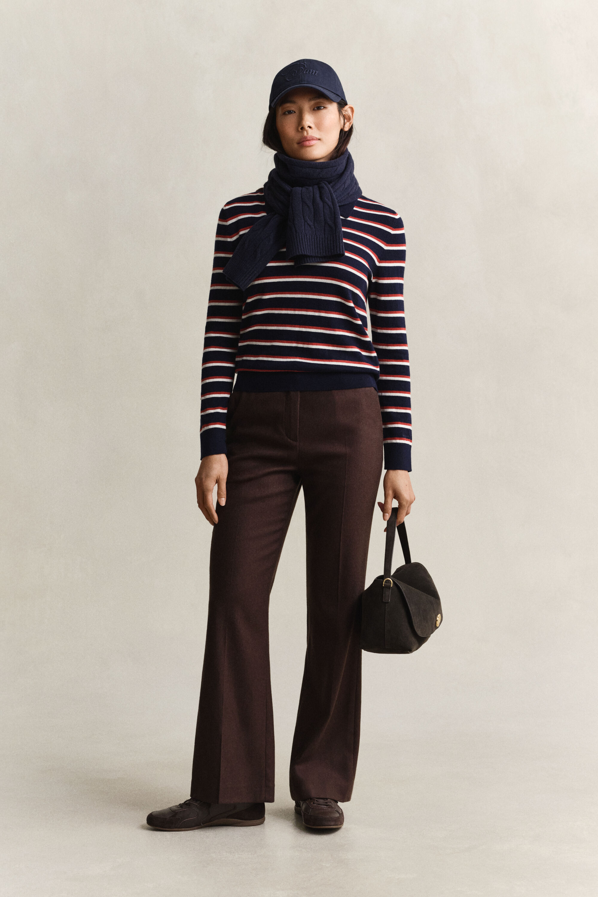 Gestreifter Feinstrickpullover