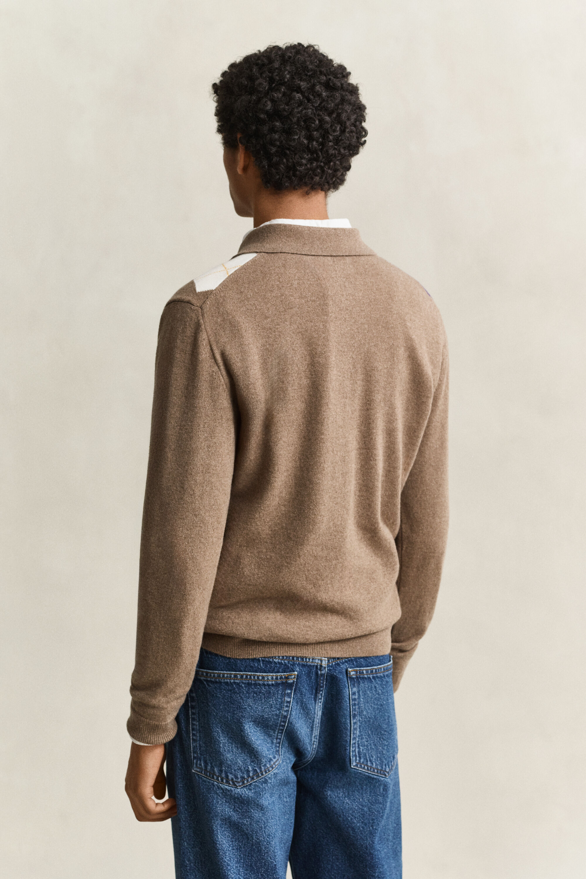 Argyle Polopullover aus ultrafeiner Lambswool