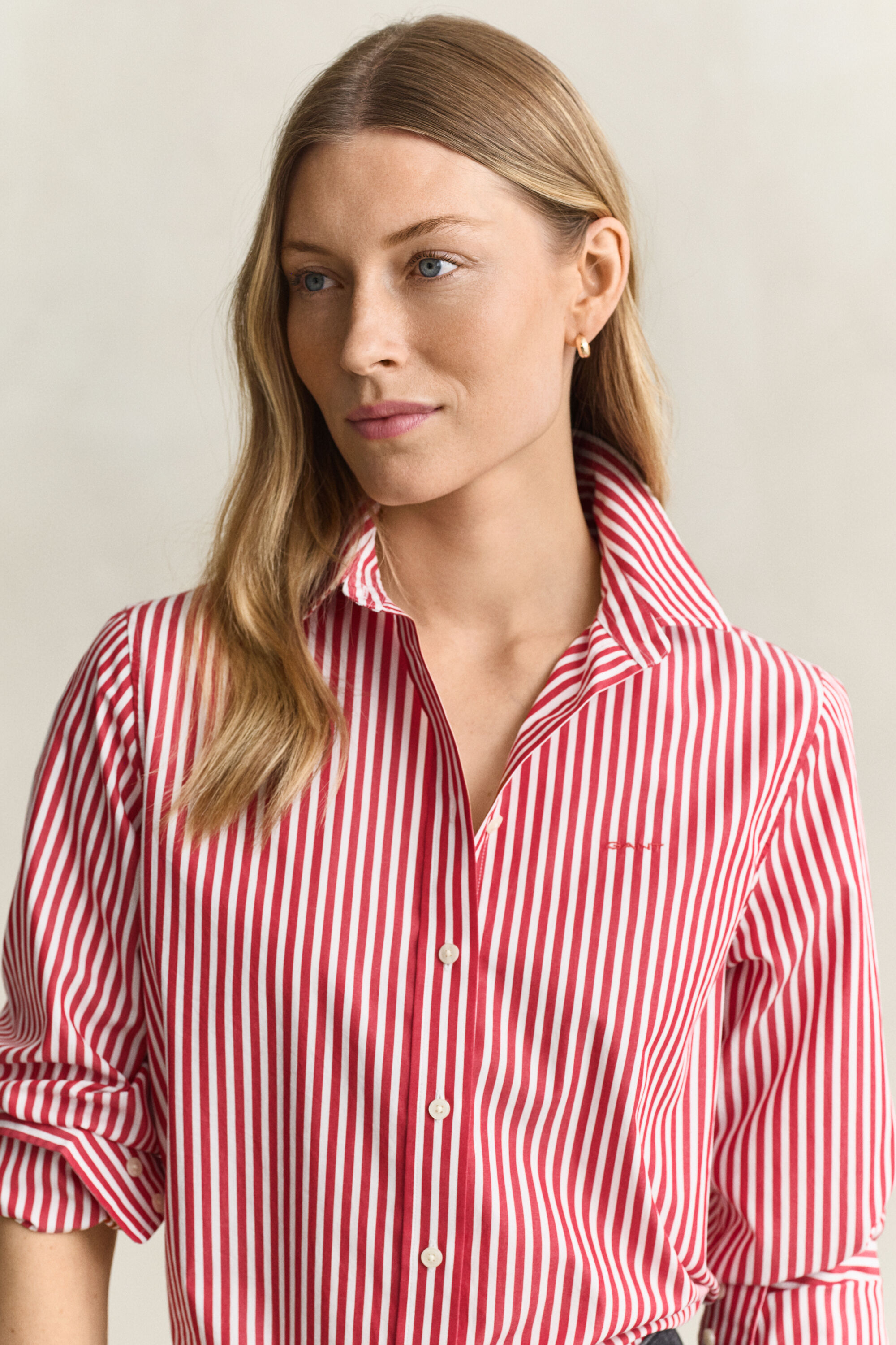 Popeline-Bluse im Regular Fit mit Streifen