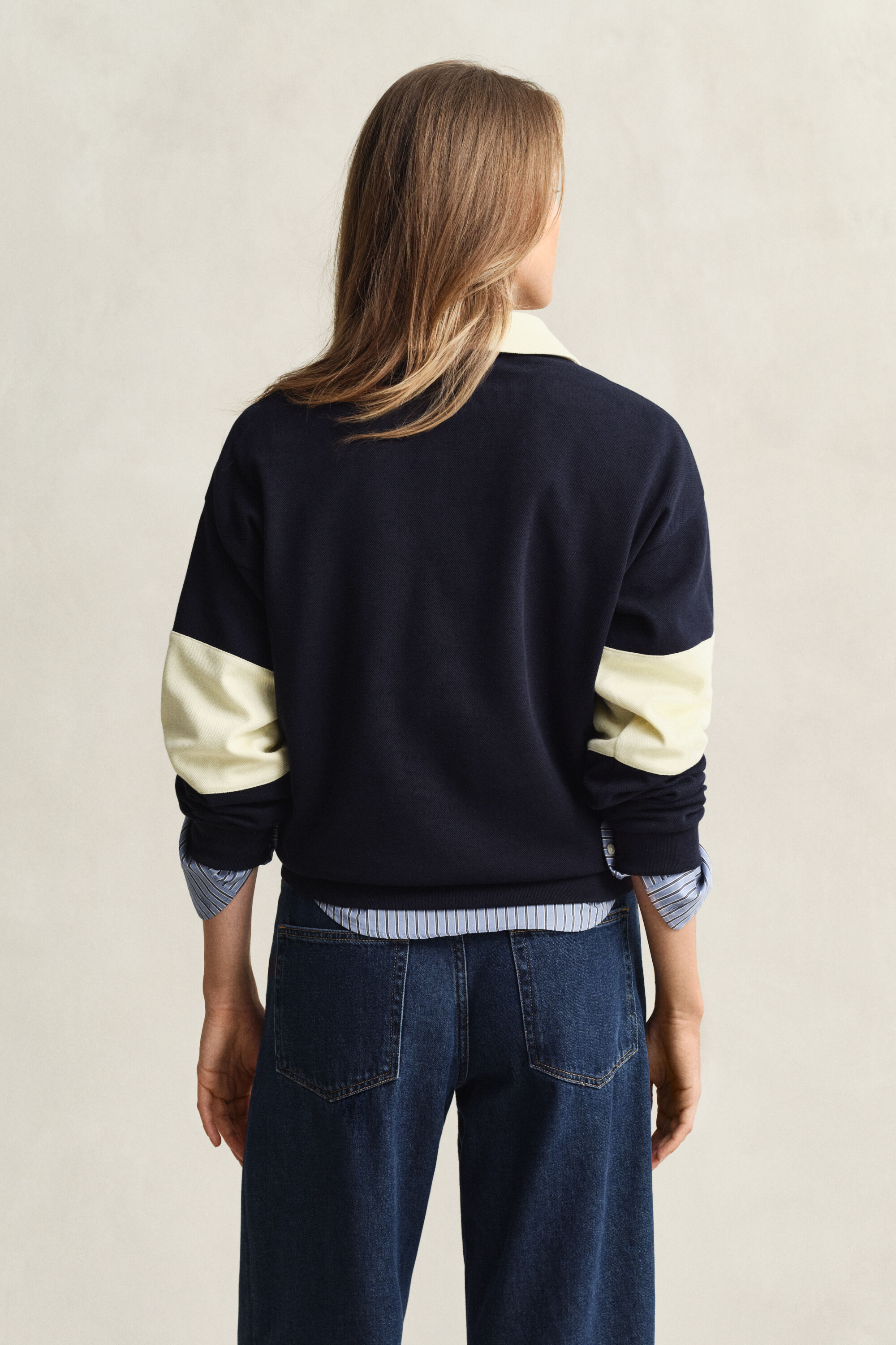 Color Blocked Rugger mit Piquéstruktur