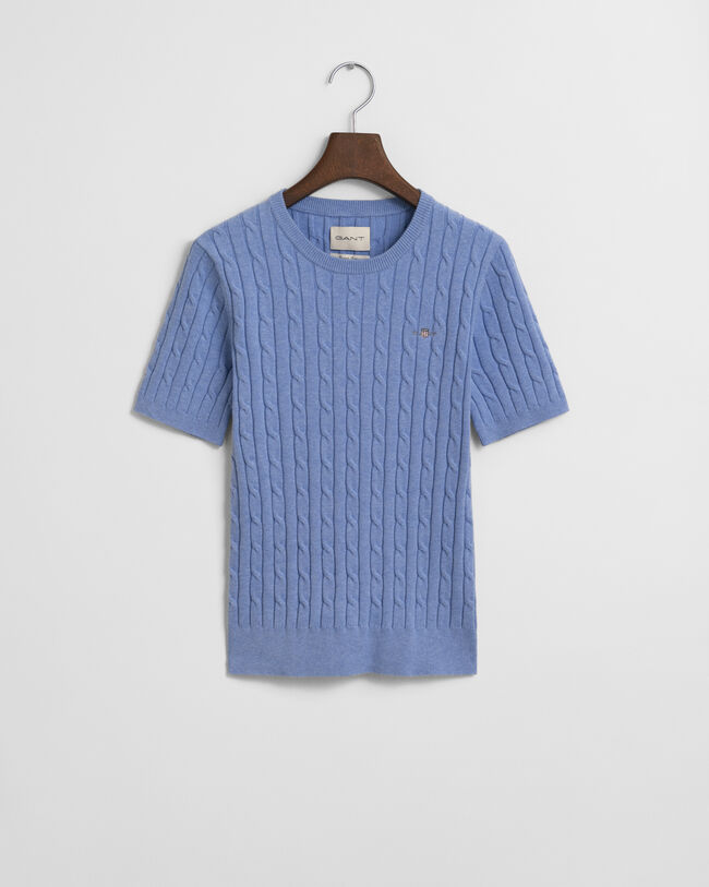 Zopfstrick-Pullover aus Stretch-Baumwolle