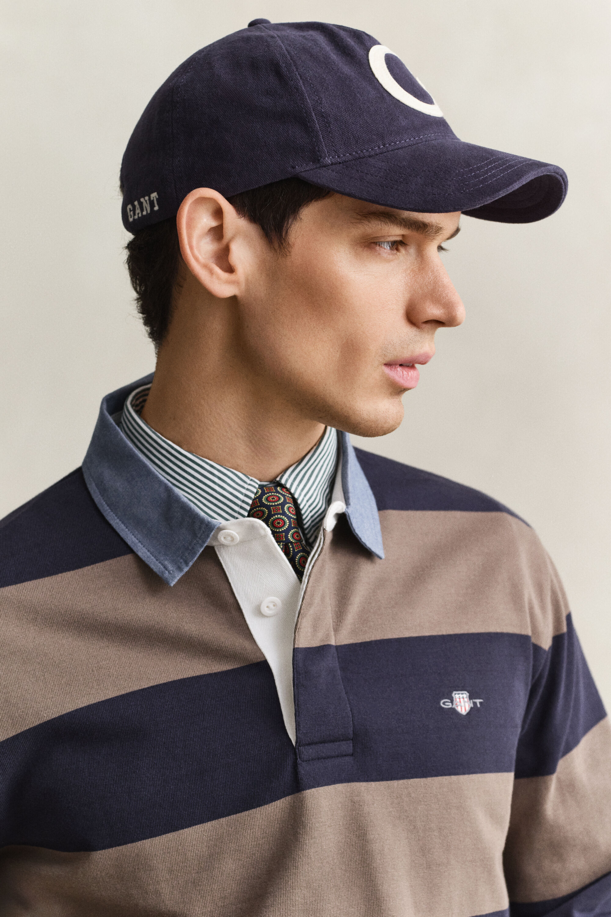Gestreiftes Heavy Rugger mit Chambray-Kragen