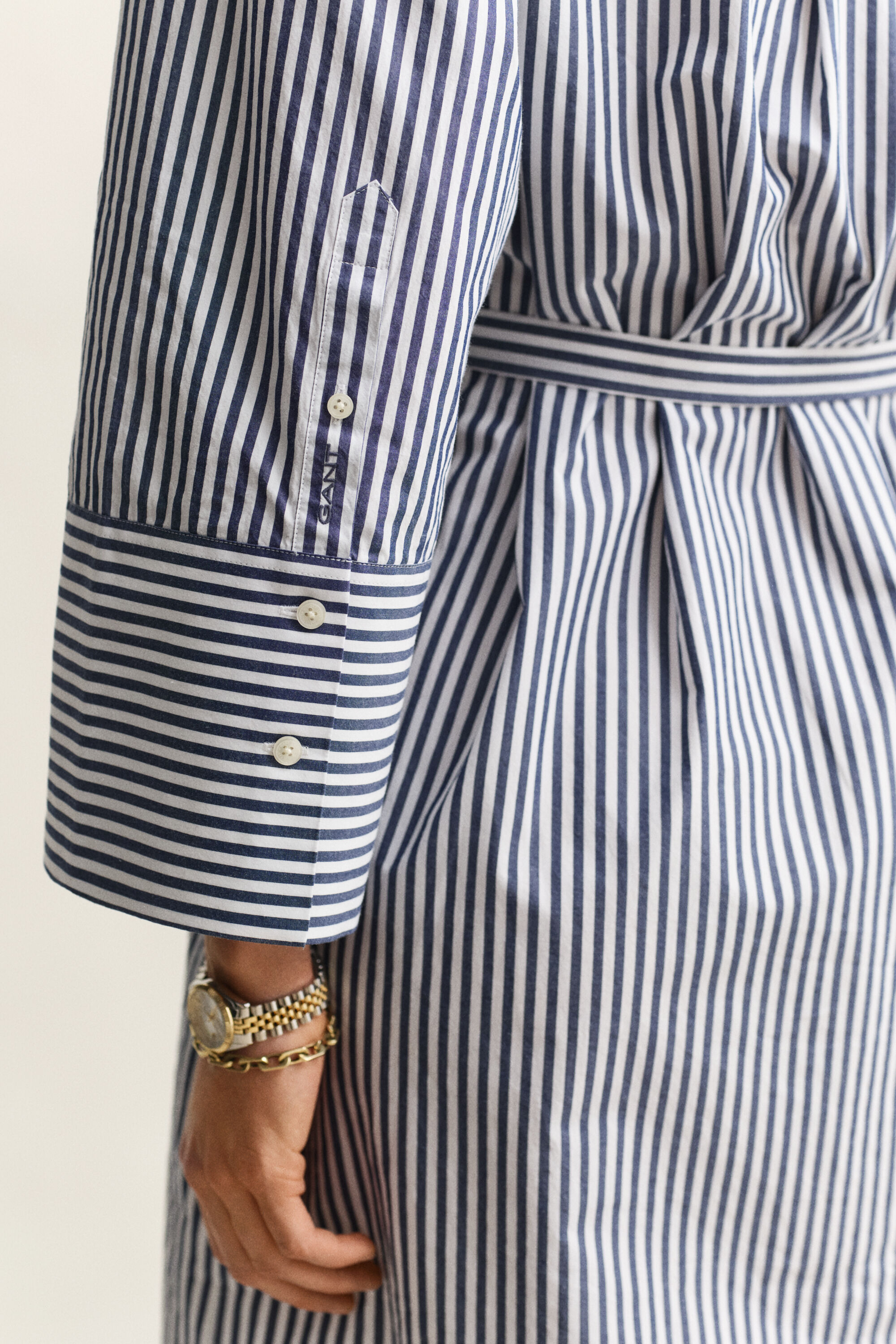 Popeline Hemdblusenkleid mit Streifen