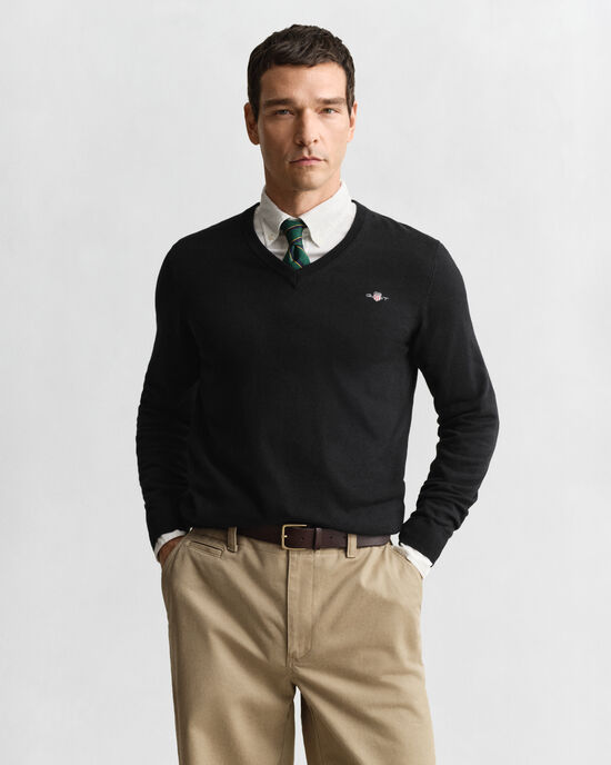 Klassischer V-Neck Pullover aus Baumwolle