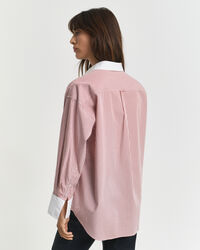 Oversized Bluse mit Kontrastkragen und Streifen