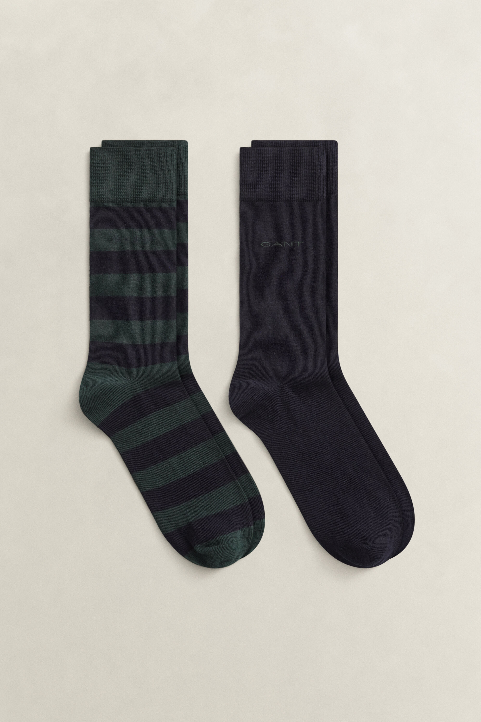 2er-Pack Socken Blockstreifen & Einfarbig