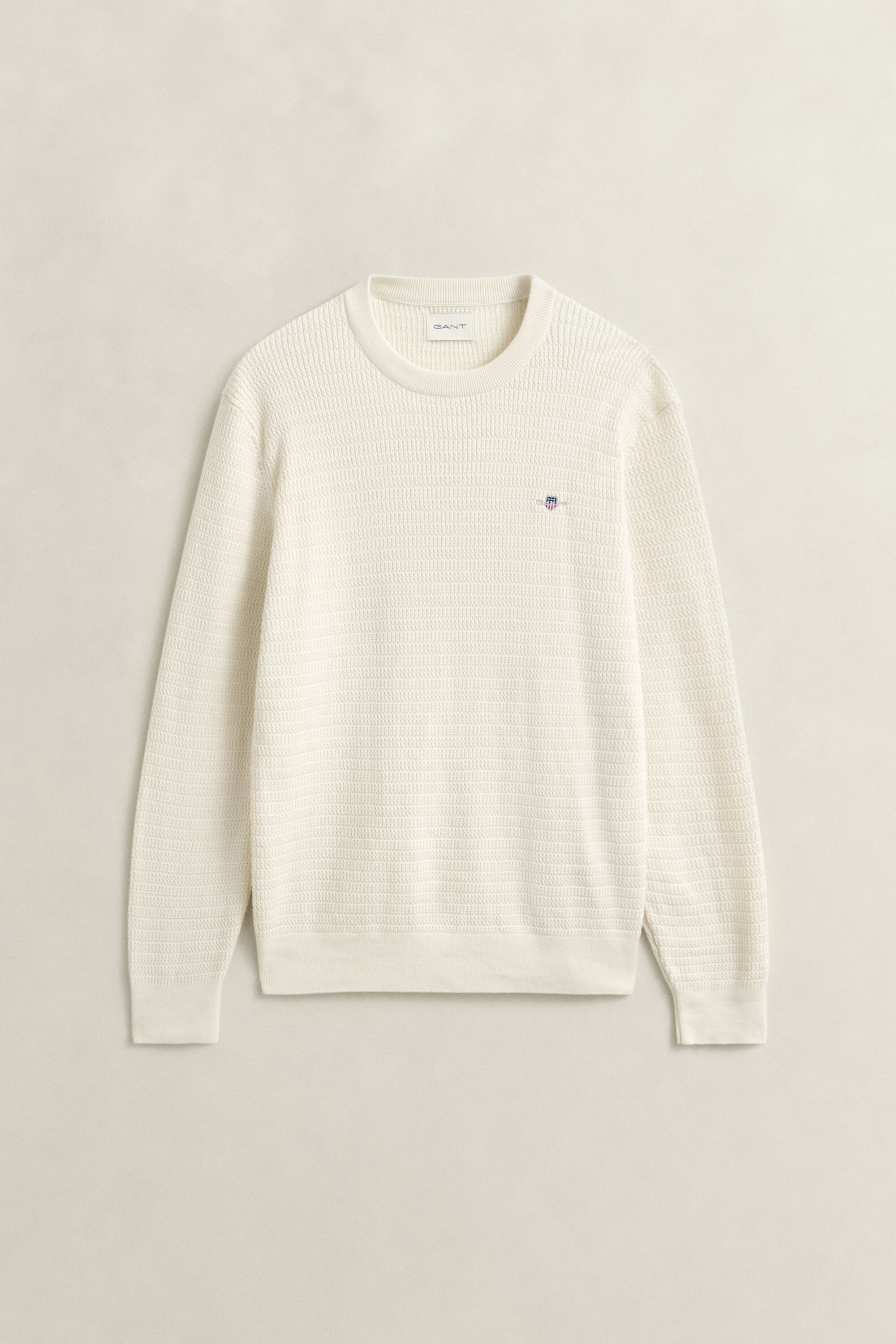 Rundhalspullover mit Mini-Zopfmuster