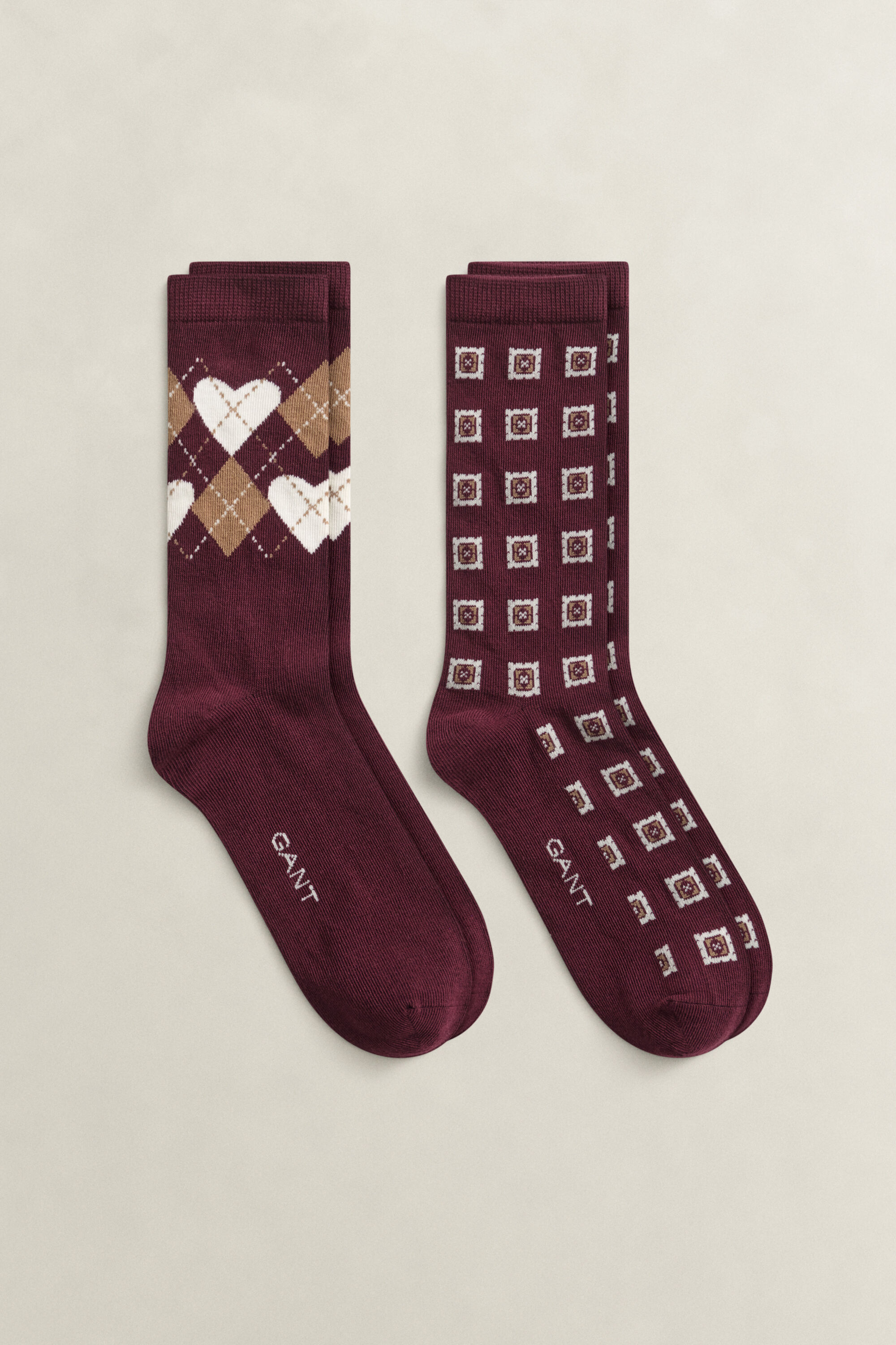 Zweierpack Socken mit Argyle-Herz in Geschenkbox