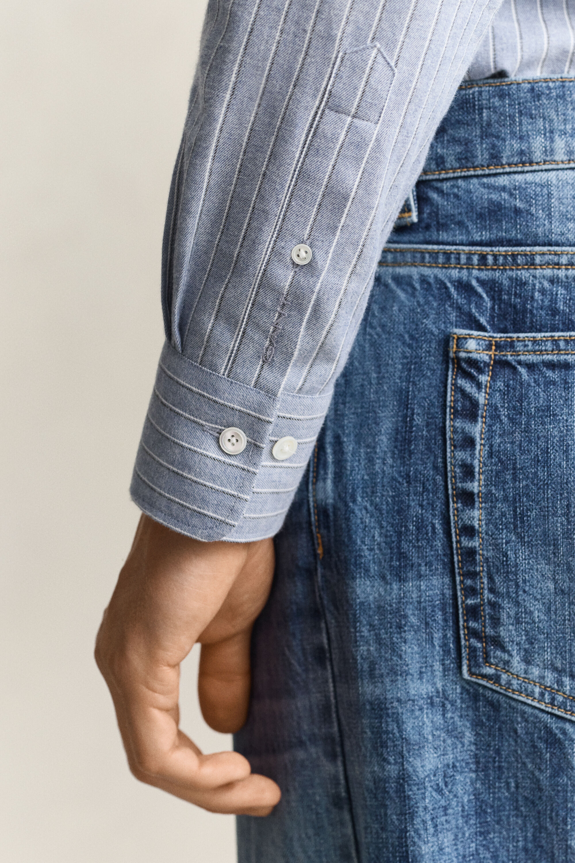 Gestreiftes Flanellhemd aus Melange-Garn