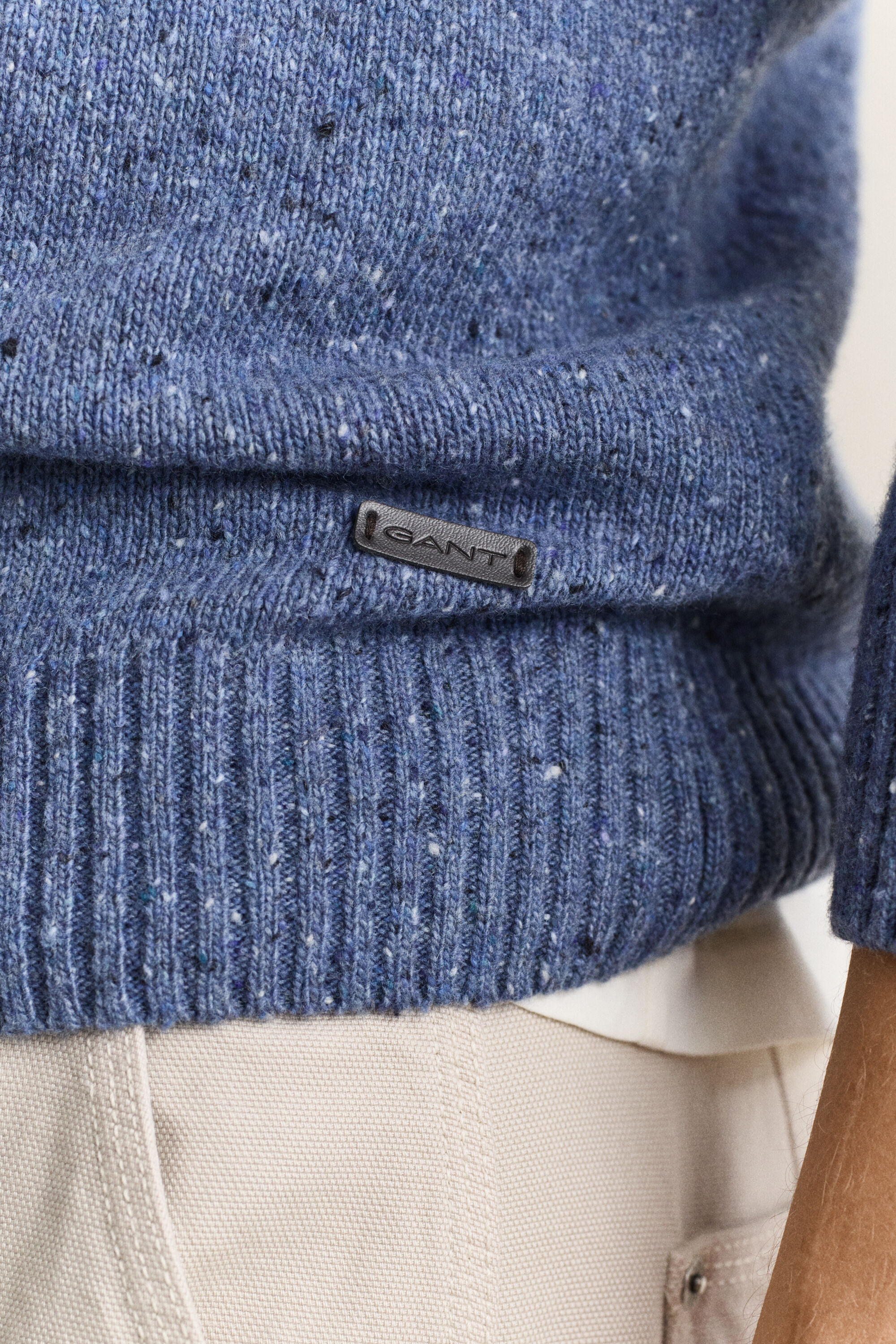 Polopullover aus Wollmix mit Noppenstruktur