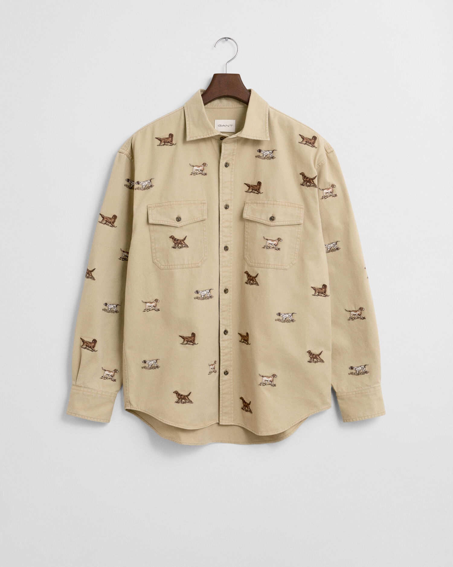 Relaxed Fit Twill Hemd mit Stickerei