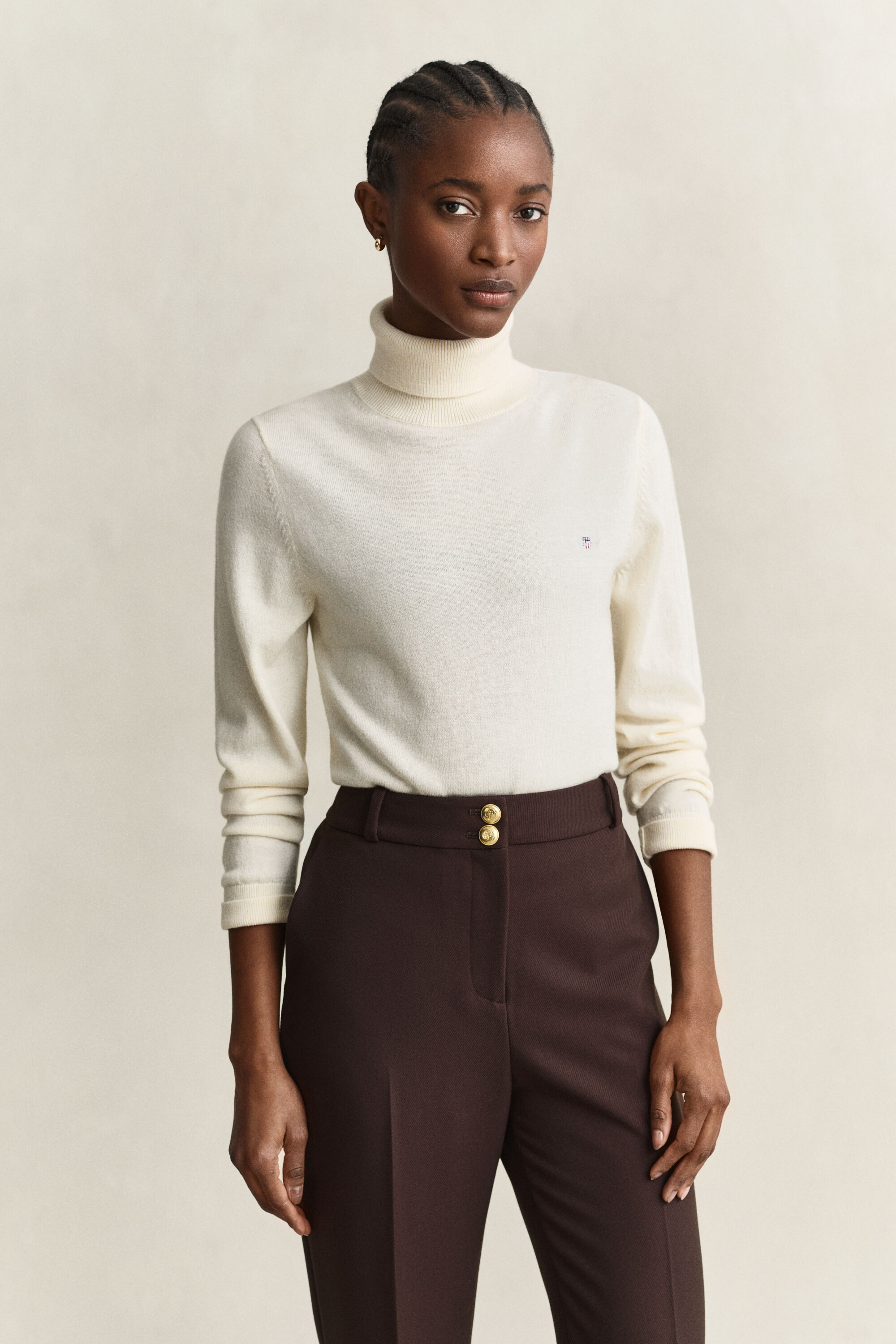 Rollkragenpullover aus Wolle und Biobaumwolle