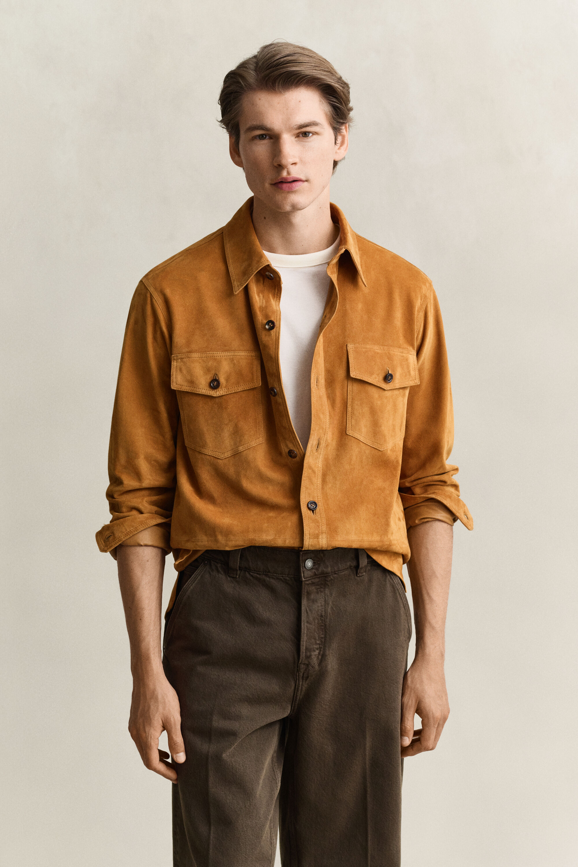 Hemdjacke aus Veloursleder