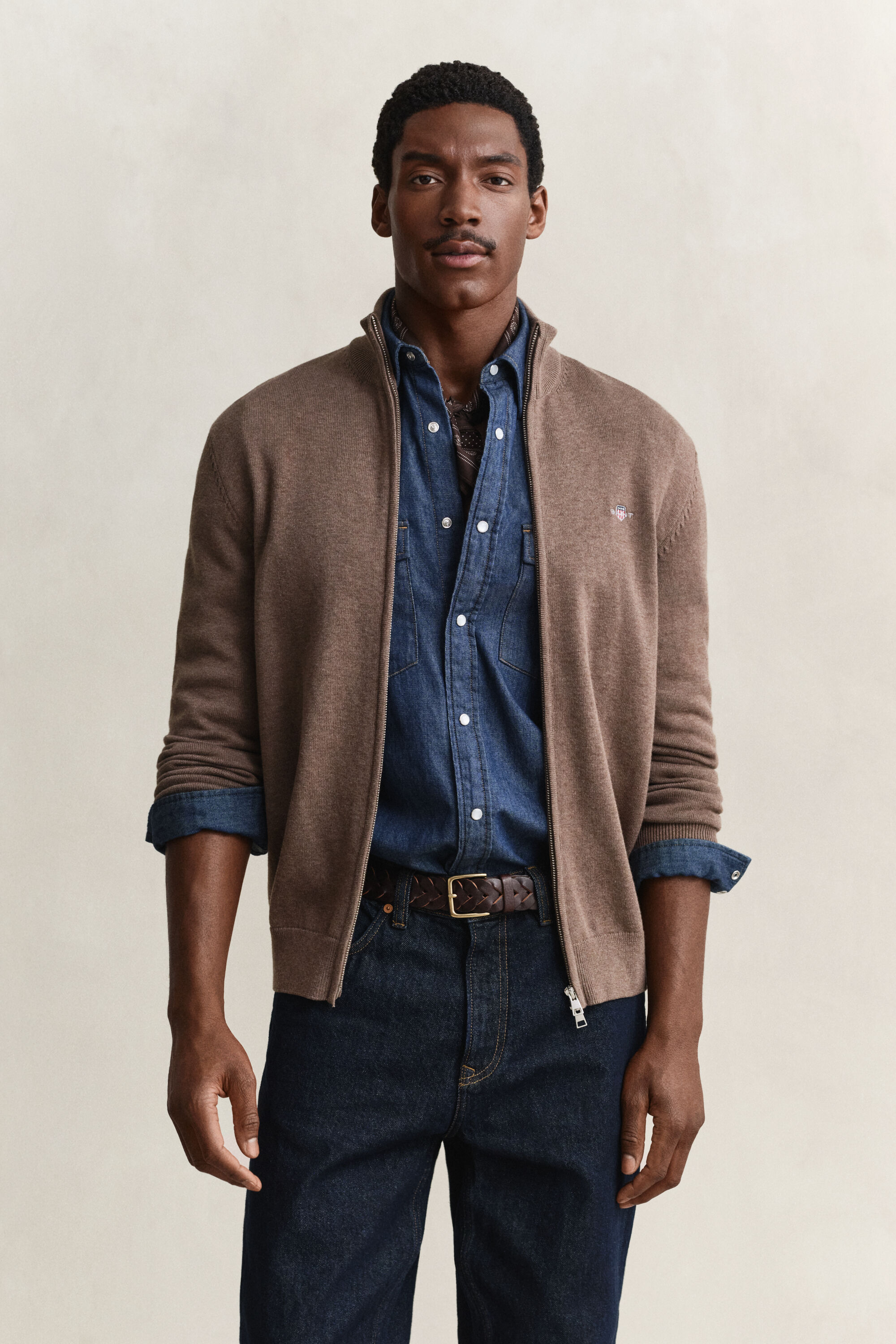 Casual Cotton Strickjacke mit Reißverschluss