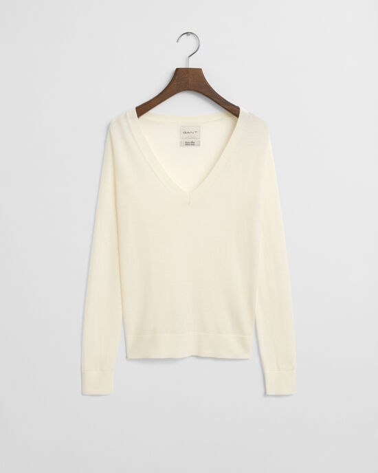 V-Neck Pullover aus extra feiner Merinowolle