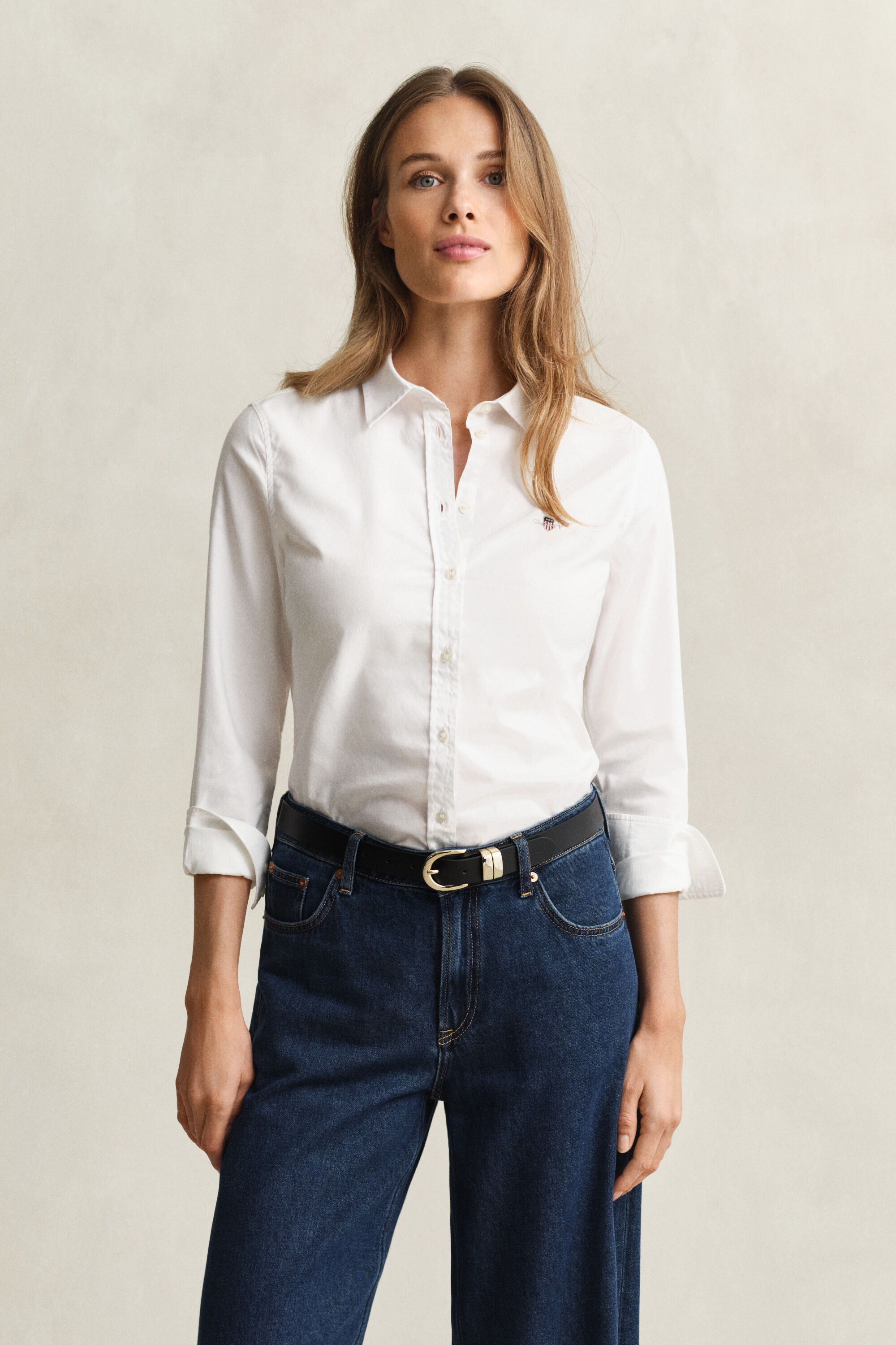 Stretch Oxford-Bluse