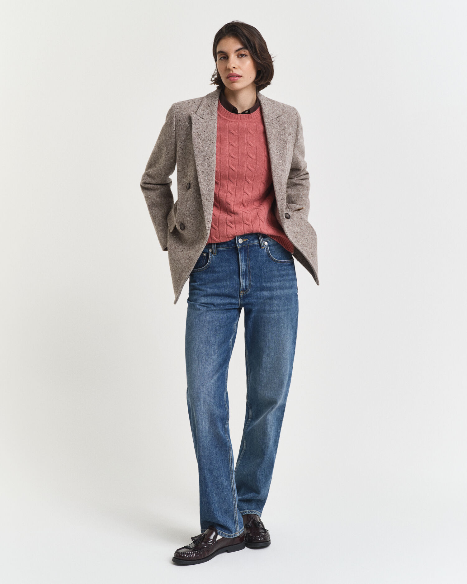 Lambswool Zopfstrick Rundhalspullover