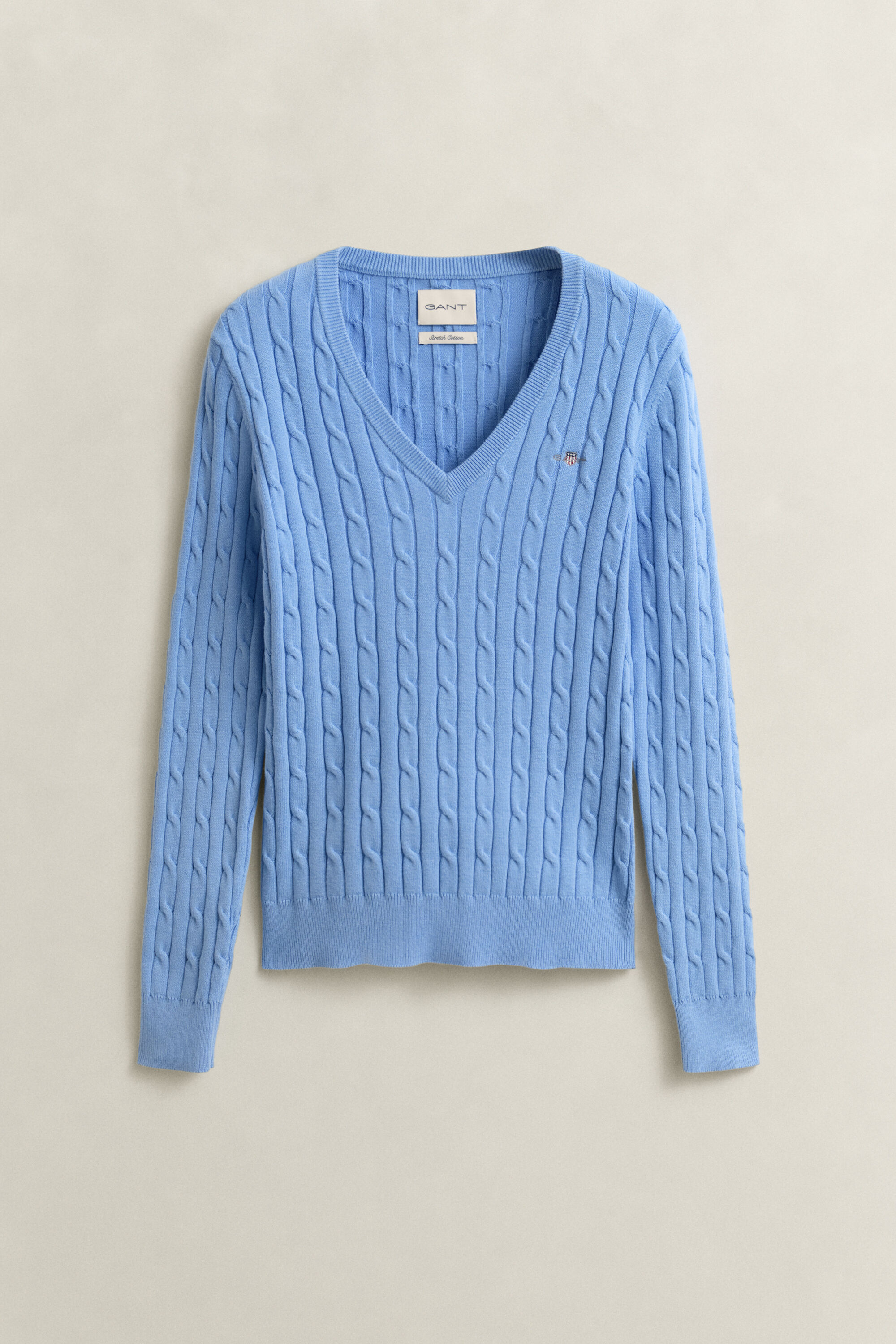 V-Neck Pullover mit Zopfmuster