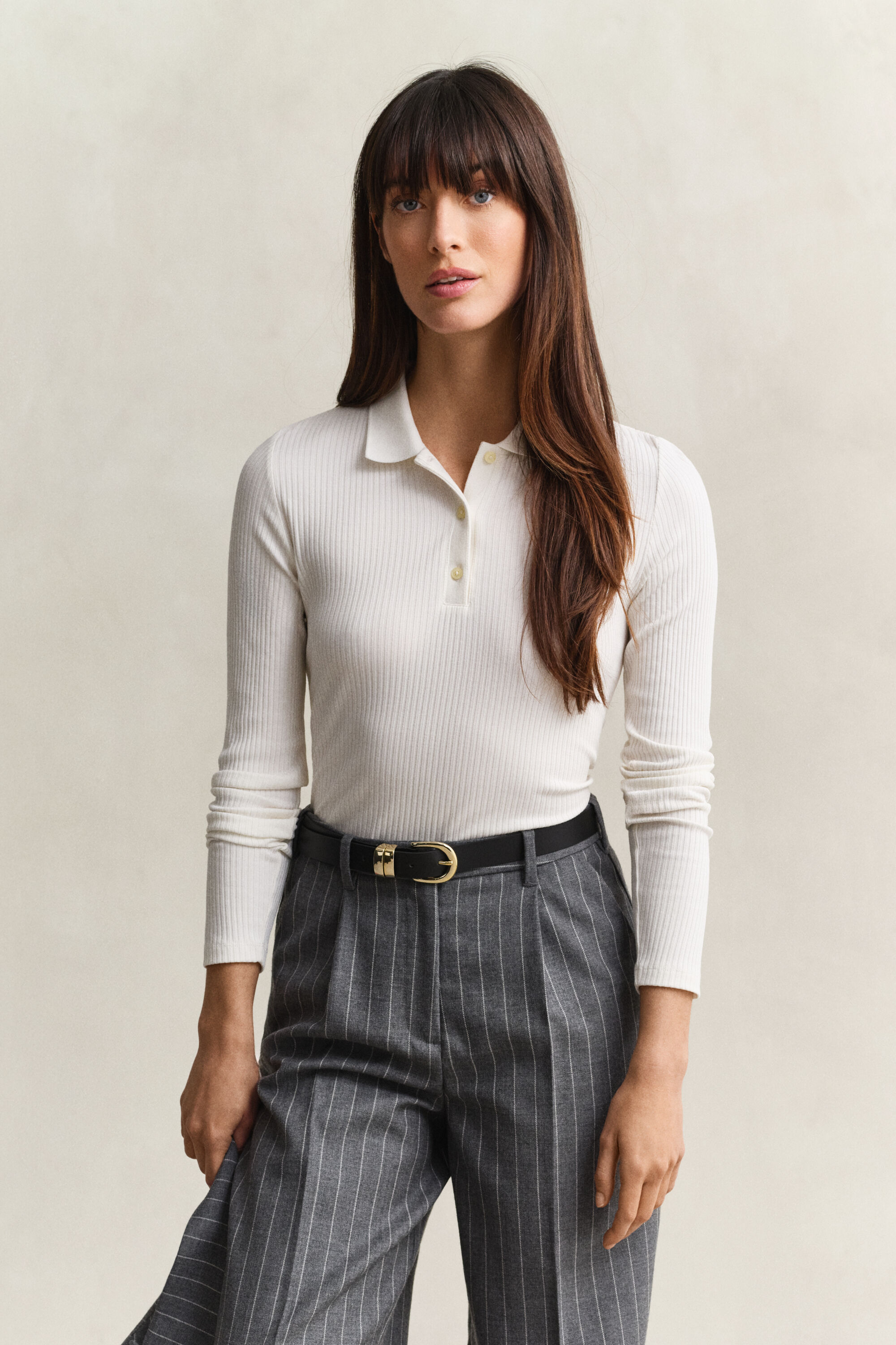 Geripptes Slim Fit Poloshirt