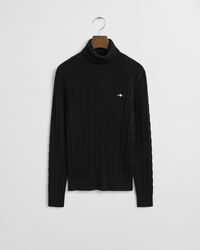 Zopfstrick Rollkragenpullover aus Stretch-Baumwolle