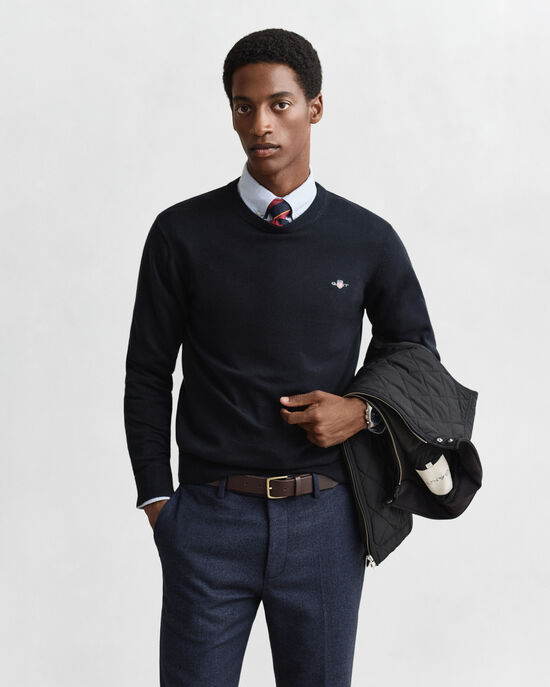 Klassischer Rundhalspullover aus Baumwolle