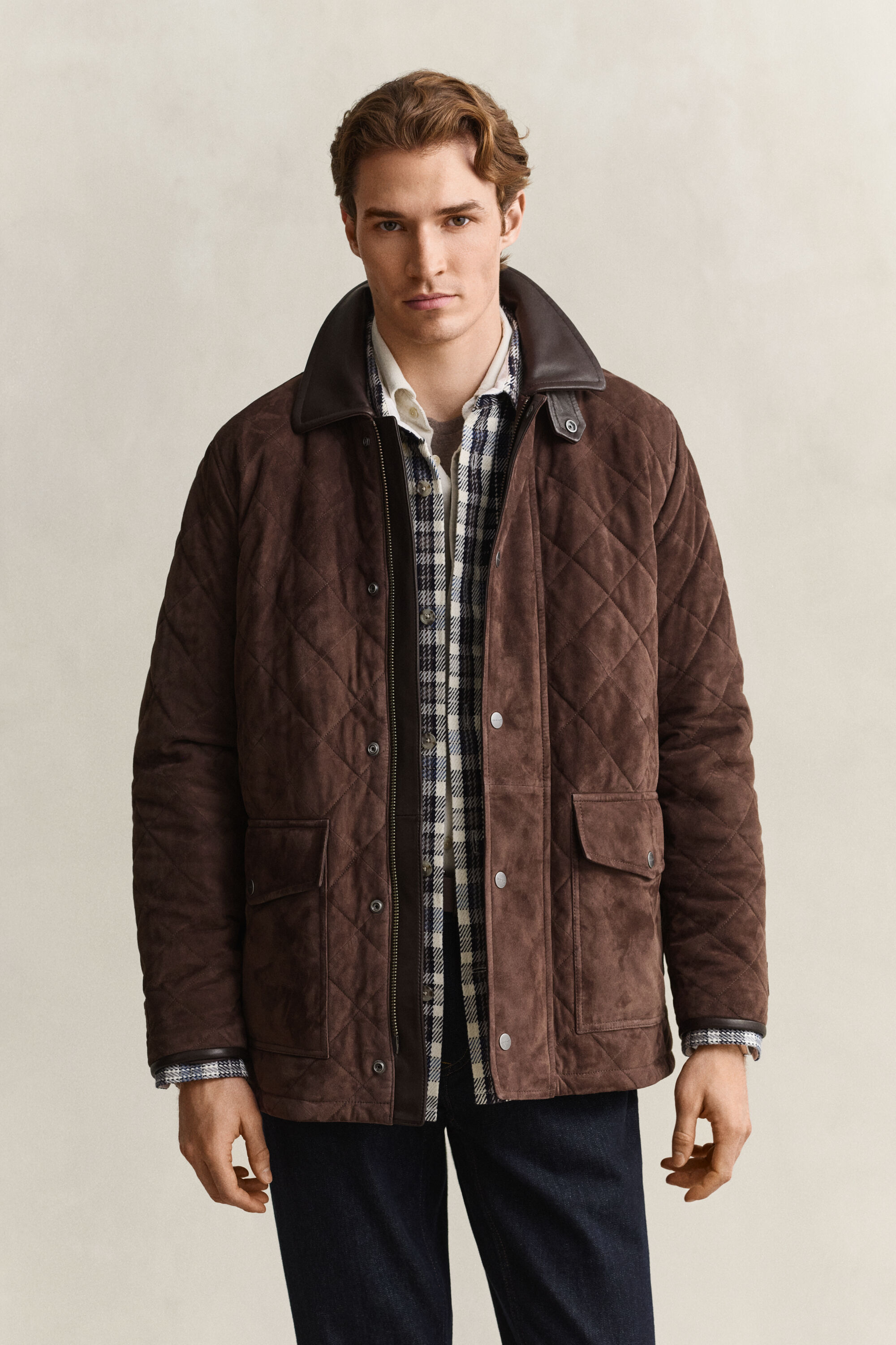 Gesteppte Jacke aus Veloursleder