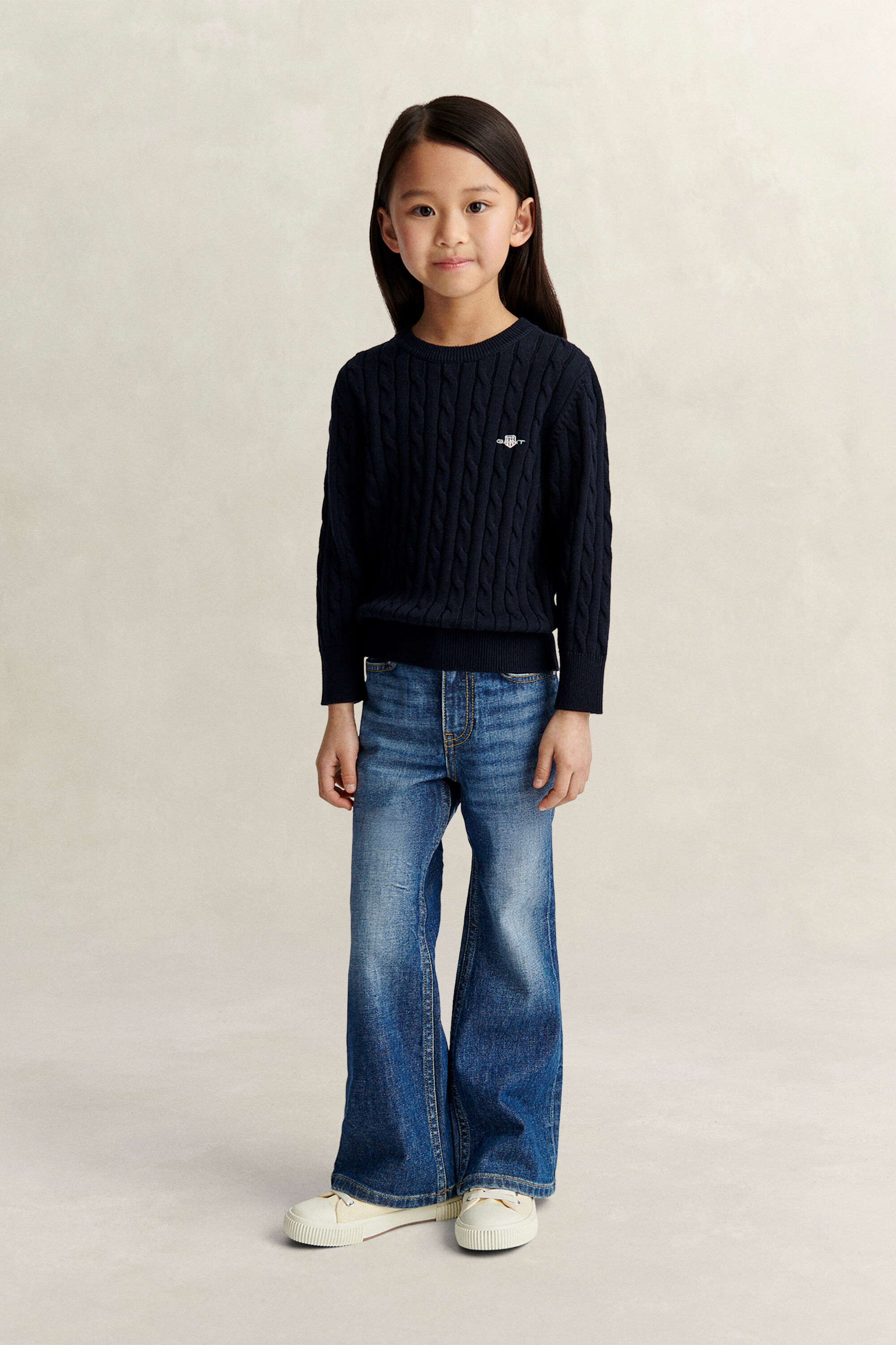 Girls Shield Pullover mit Zopfstrickmuster