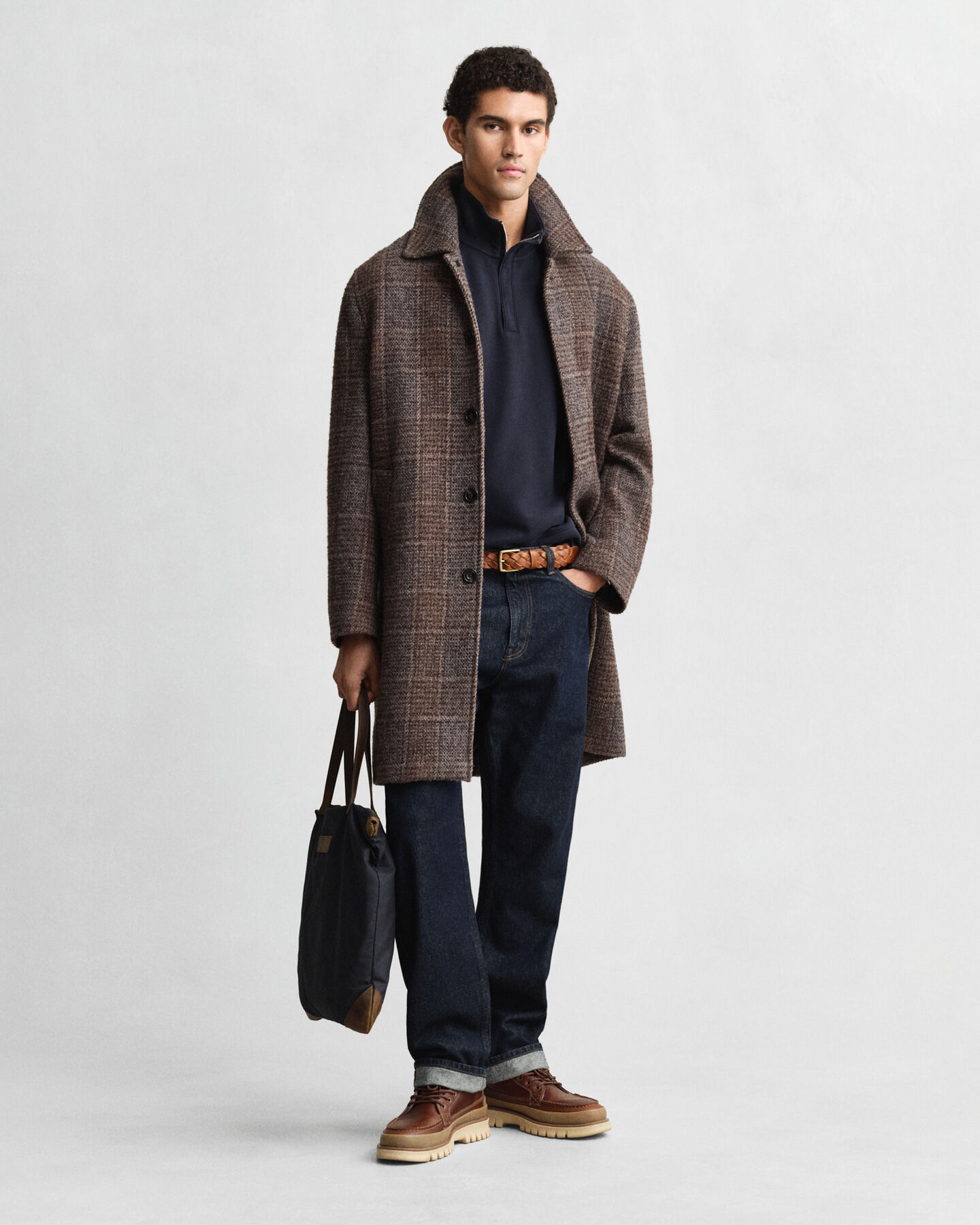 Leichtes Sacker Rib Sweatshirt mit Rei&szlig;verschlusskragen